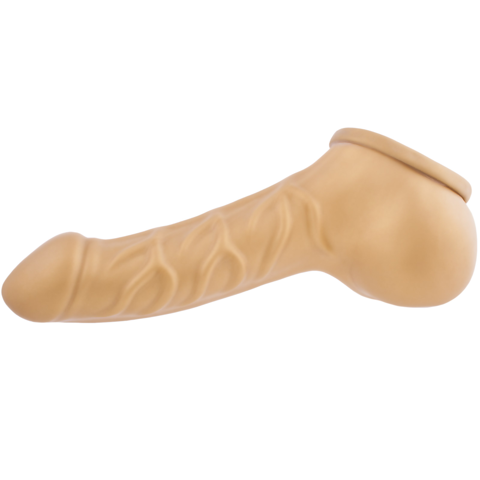Toylie Latex Penis Sleeve «FRANZ» golden, with strong veins and molded scrotum