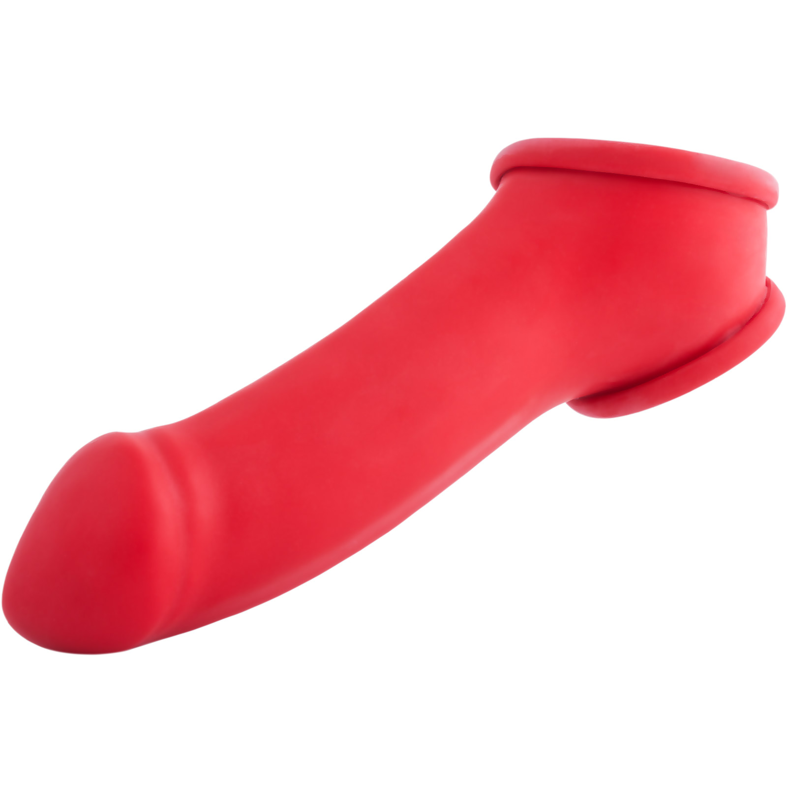 Toylie Latex Penis Sleeve «ERIK» red, with molded glans and testicle ring