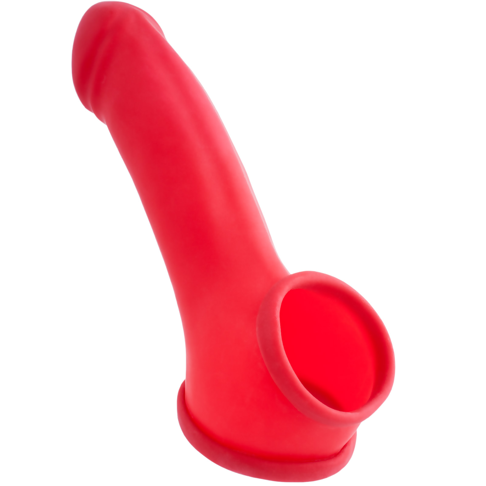 Toylie Latex Penis Sleeve «ERIK» red, with molded glans and testicle ring