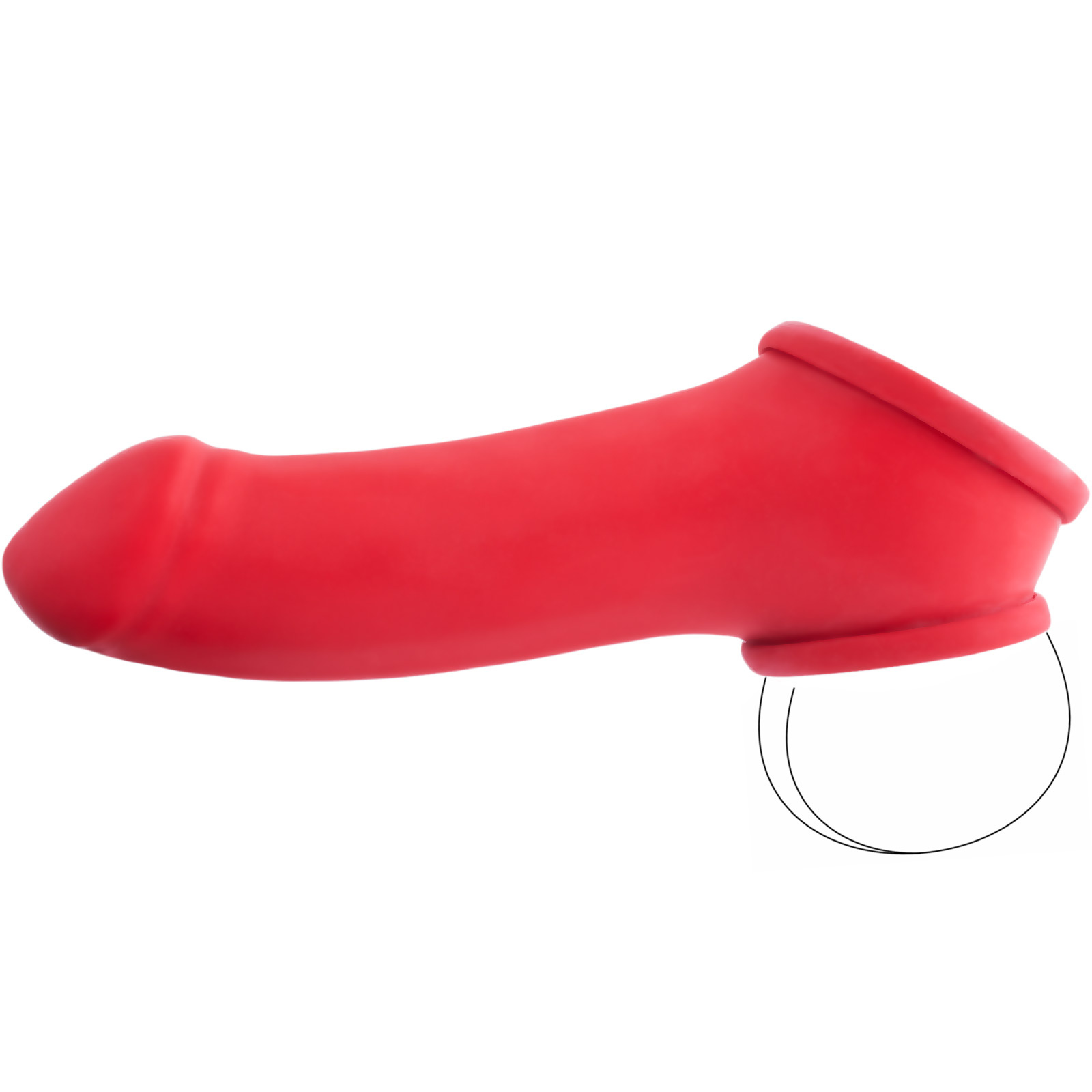 Toylie Latex Penis Sleeve «ERIK» red, with molded glans and testicle ring