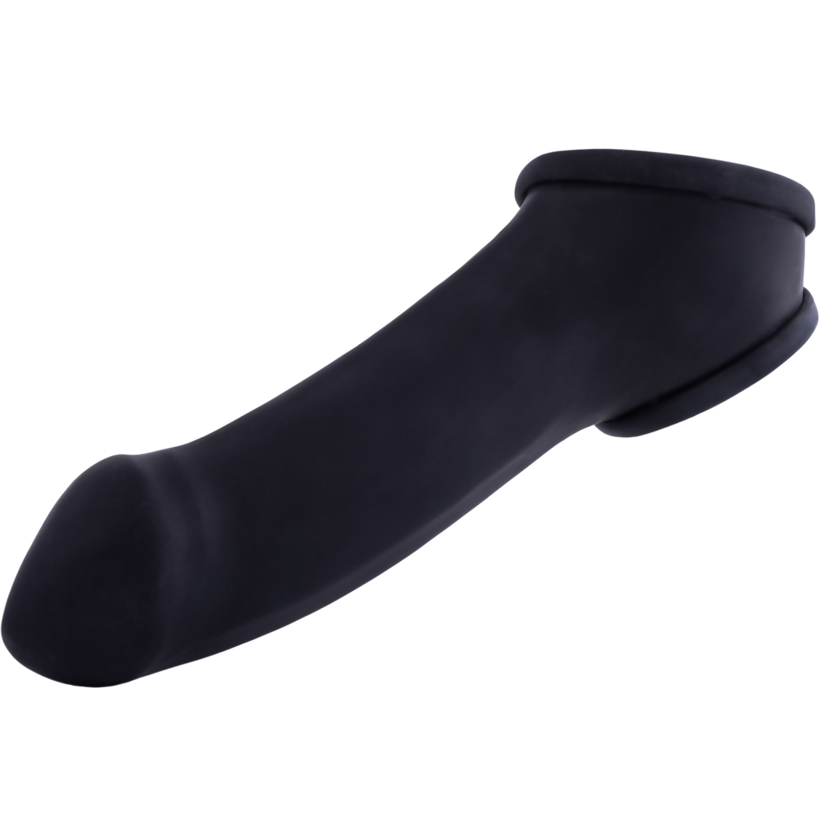 Toylie Latex Penis Sleeve «ERIK» black, with molded glans and testicle ring - suitable for vegans