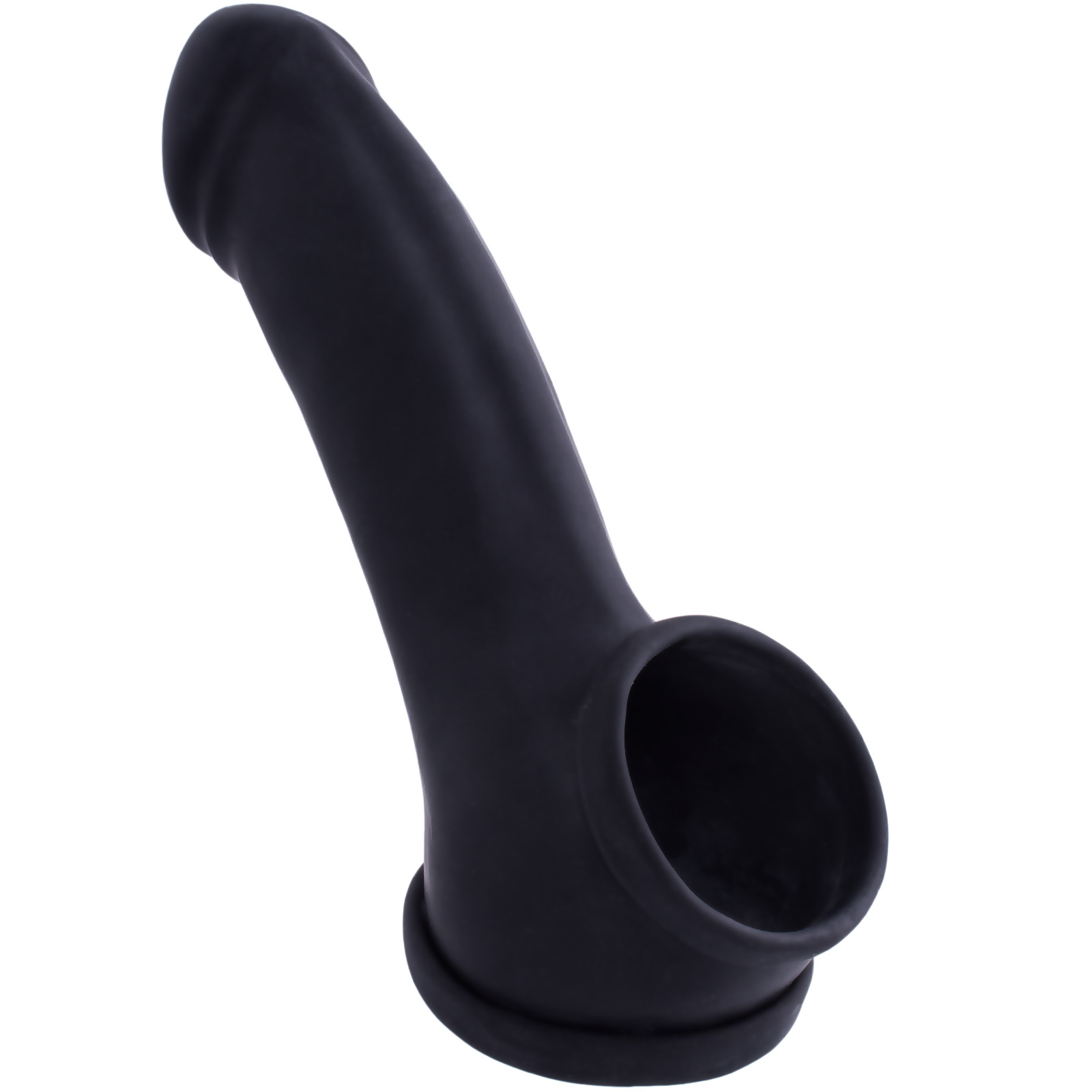 Toylie Latex Penis Sleeve «ERIK» black, with molded glans and testicle ring - suitable for vegans