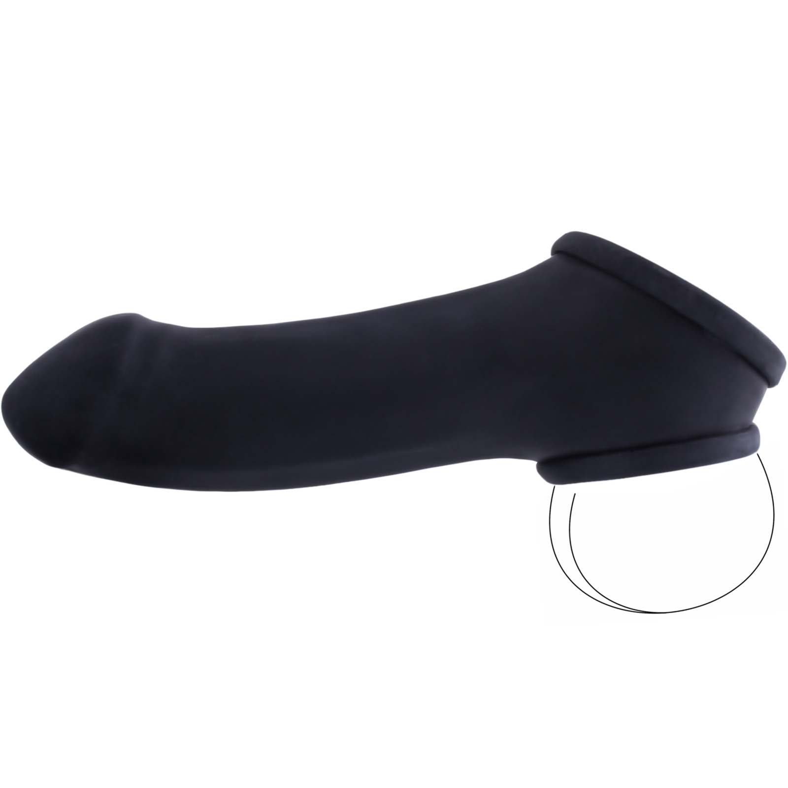 Toylie Latex Penis Sleeve «ERIK» black, with molded glans and testicle ring - suitable for vegans