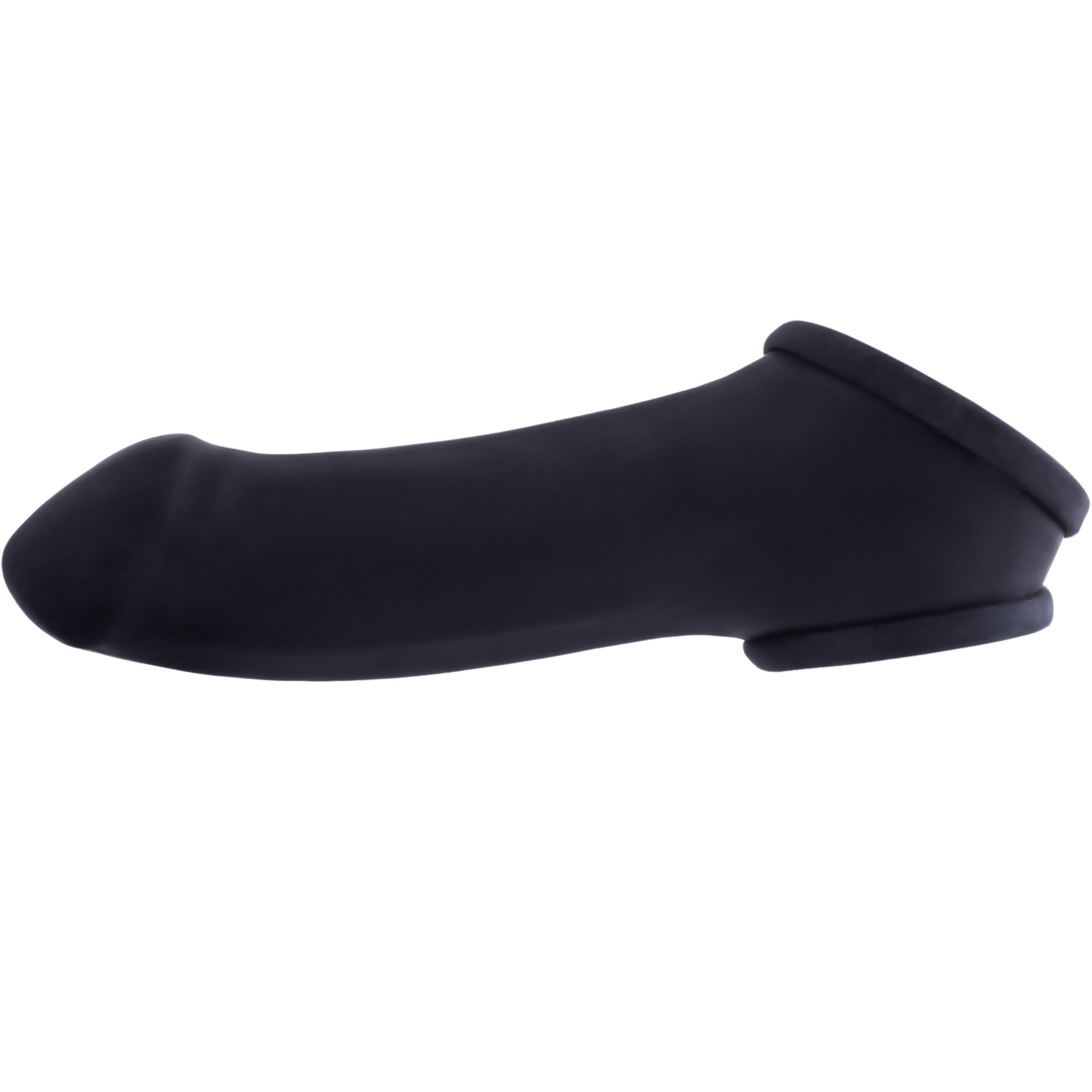 Toylie Latex Penis Sleeve «ERIK» black, with molded glans and testicle ring - suitable for vegans