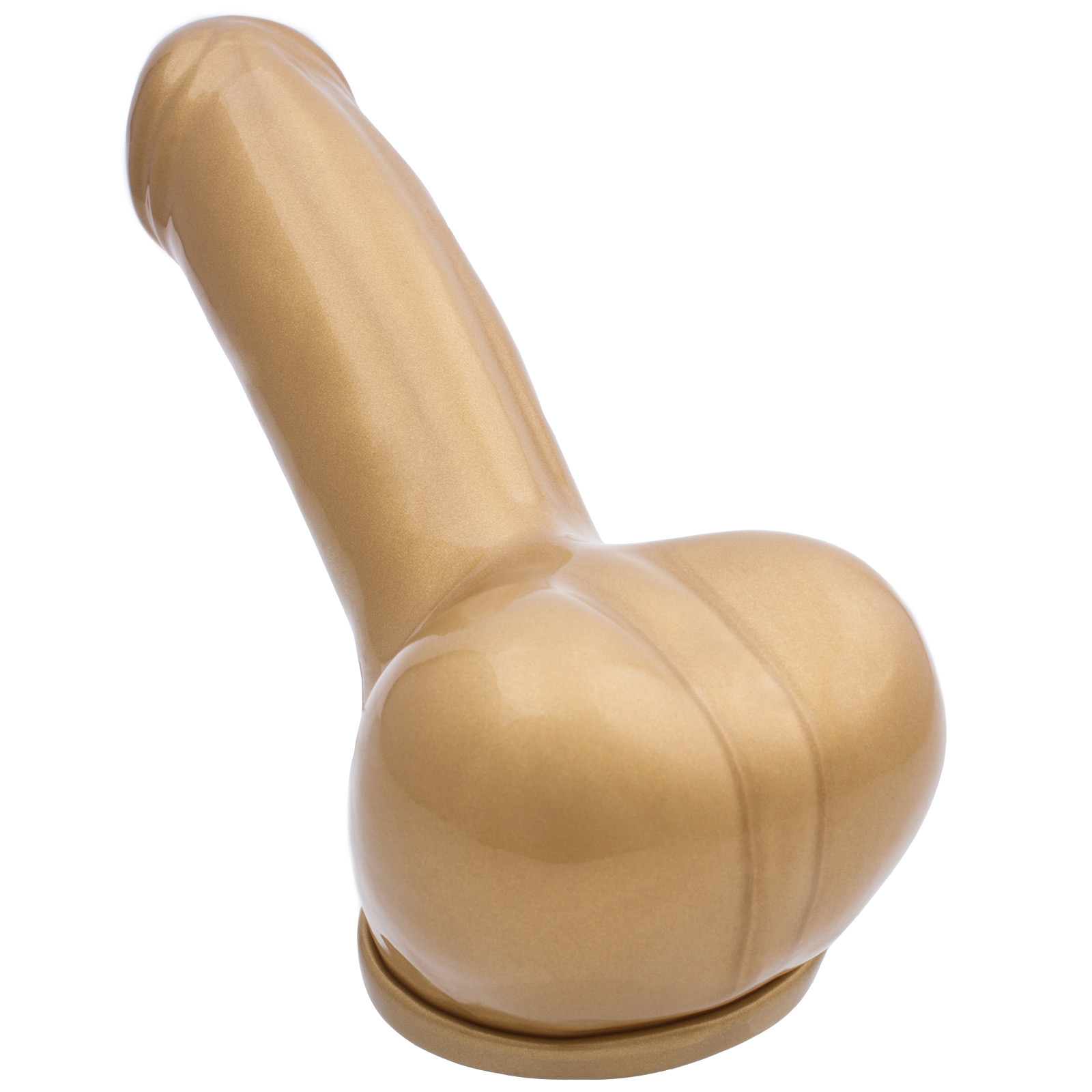 Toylie Latex Penis Sleeve «ADAM 5.5» golden, with molded glans and scrotum