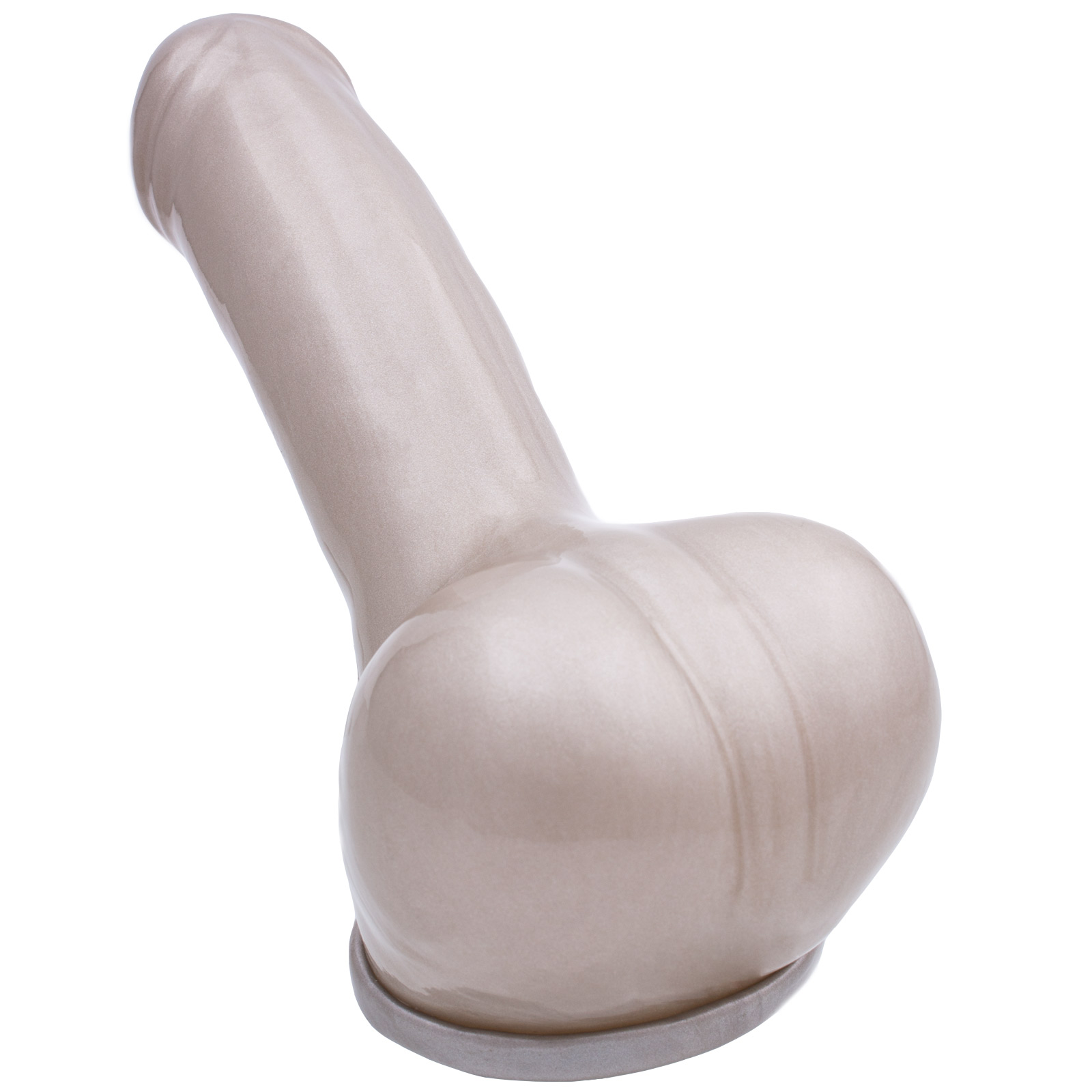 Toylie Latex Penis Sleeve «ADAM 5.5» silver, with molded glans and scrotum