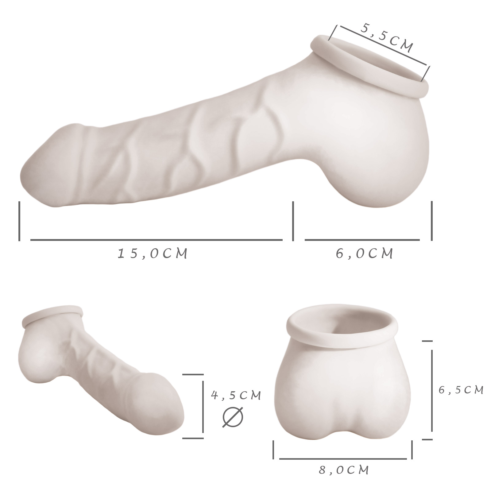 Toylie Latex-Penishülle «CARLOS» schwarz, mit starker Äderung und Hodensack