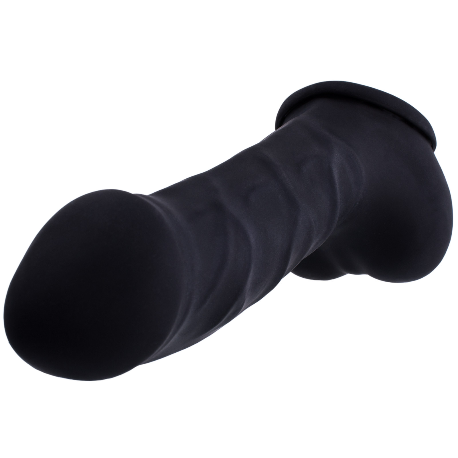 Toylie Latex Penis Sleeve «CARLOS» black, with strong veins and molded scrotum - suitable for vegans