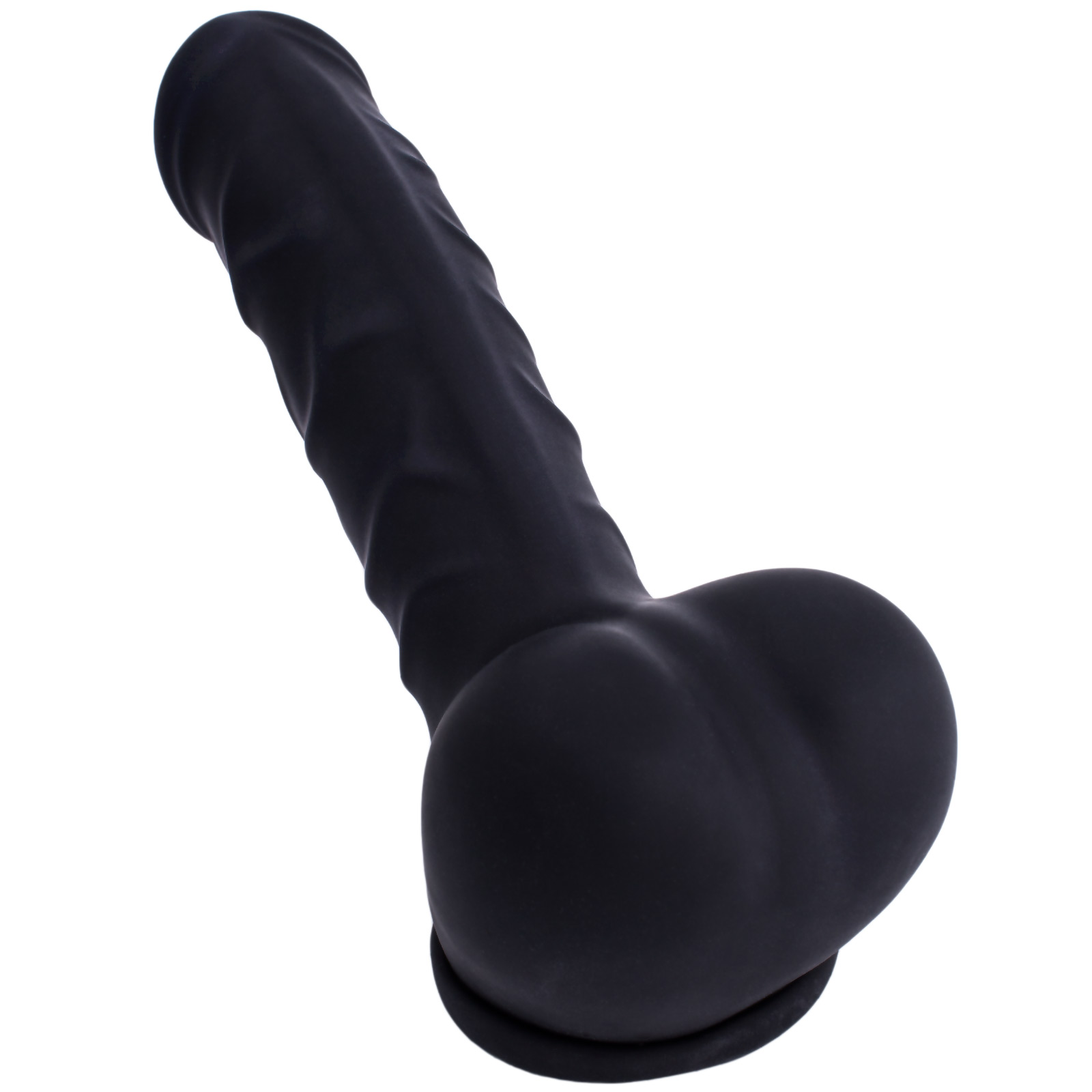 Toylie Latex Penis Sleeve «CARLOS» black, with strong veins and molded scrotum - suitable for vegans