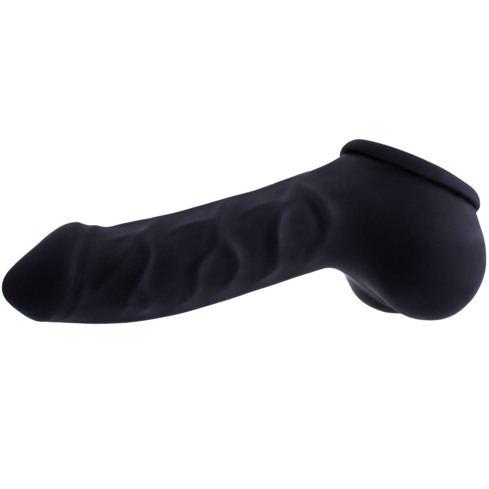 Toylie Latex Penis Sleeve «CARLOS» black, with strong veins and molded scrotum - suitable for vegans