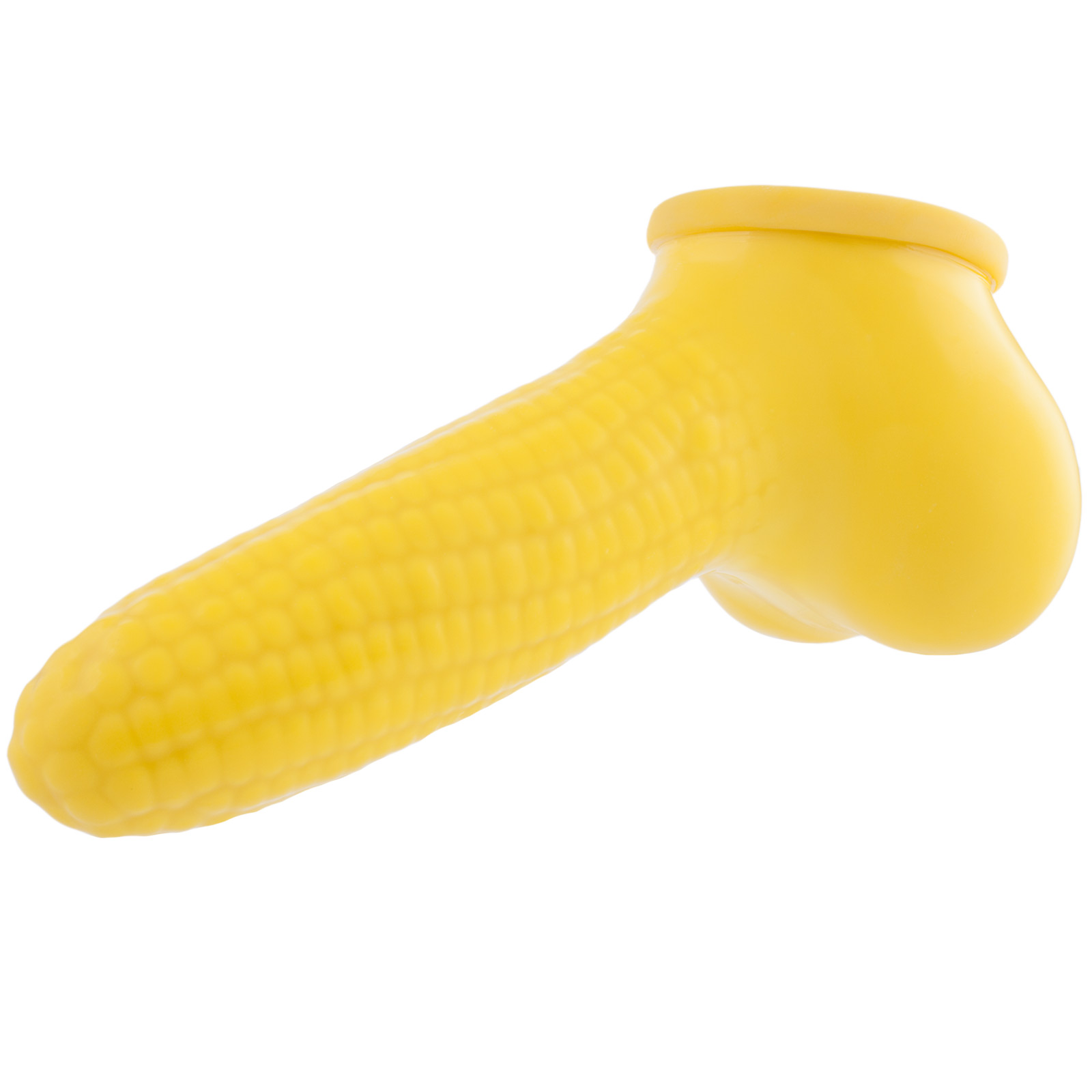 Toylie Latex Penis Sleeve «CORN ON THE COB» yellow, with molded scrotum