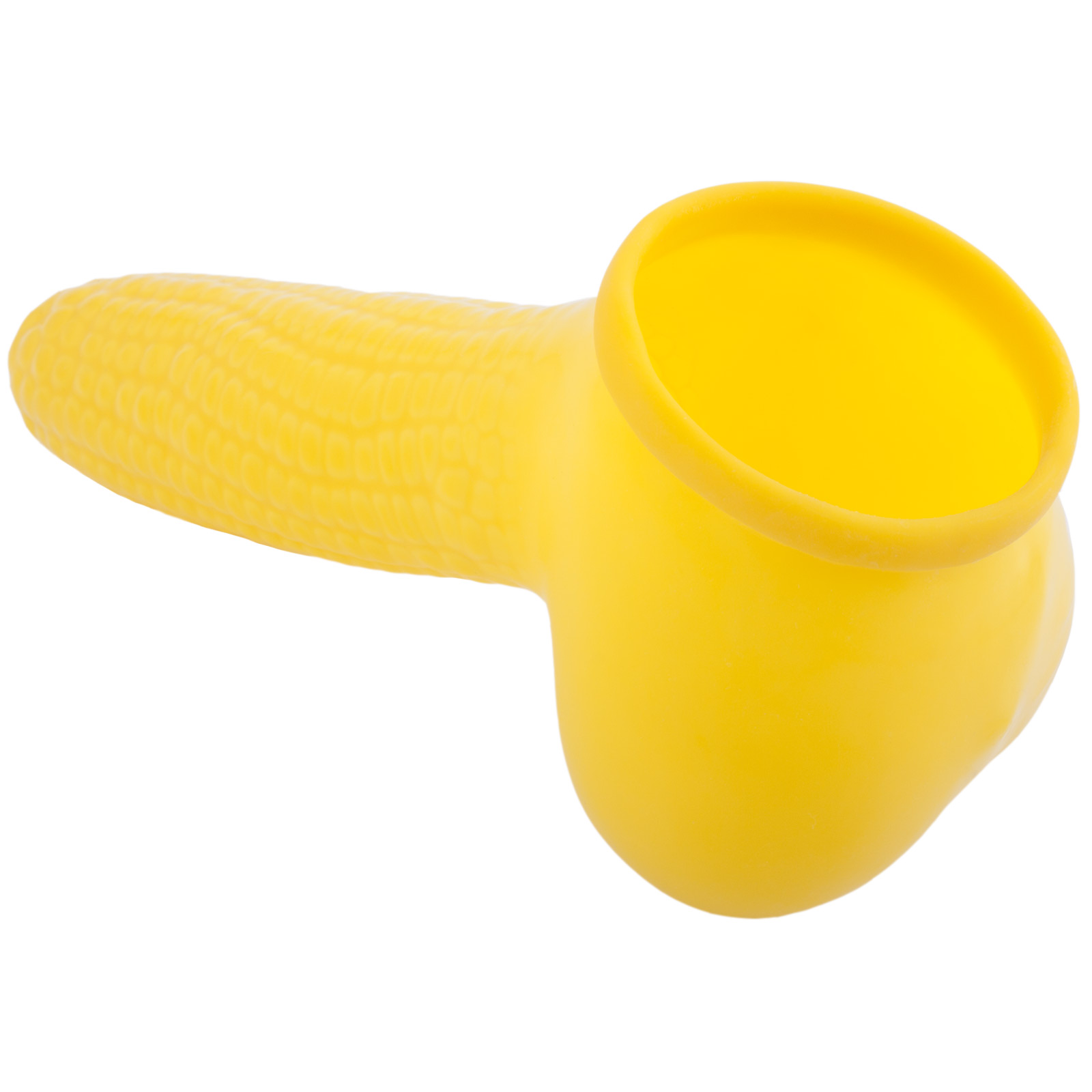 Toylie Latex Penis Sleeve «CORN ON THE COB» yellow, with molded scrotum