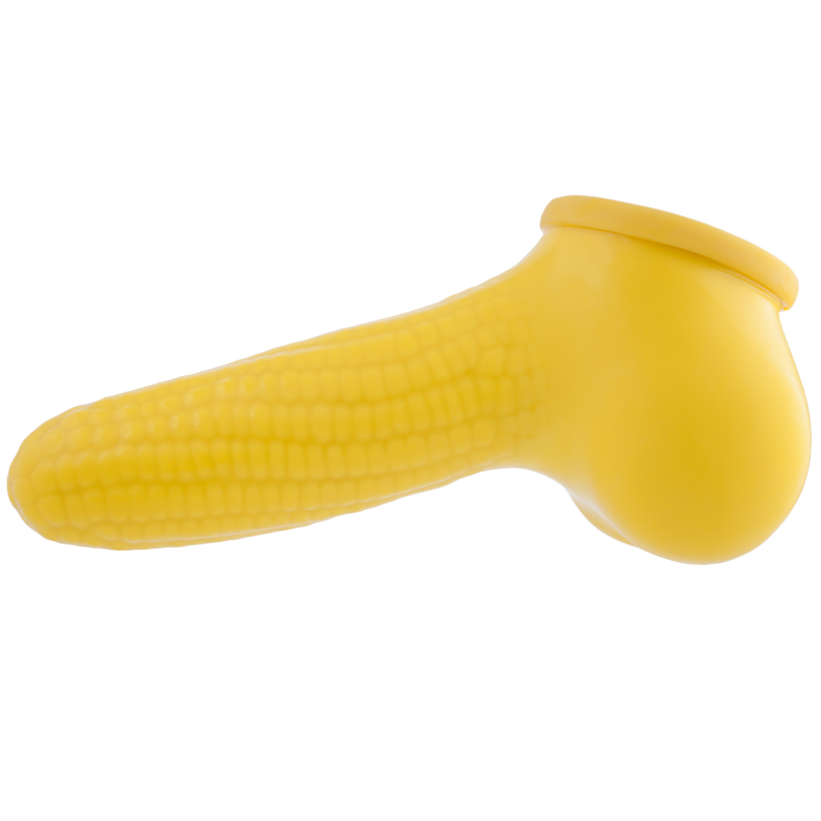 Toylie Latex Penis Sleeve «CORN ON THE COB» yellow, with molded scrotum