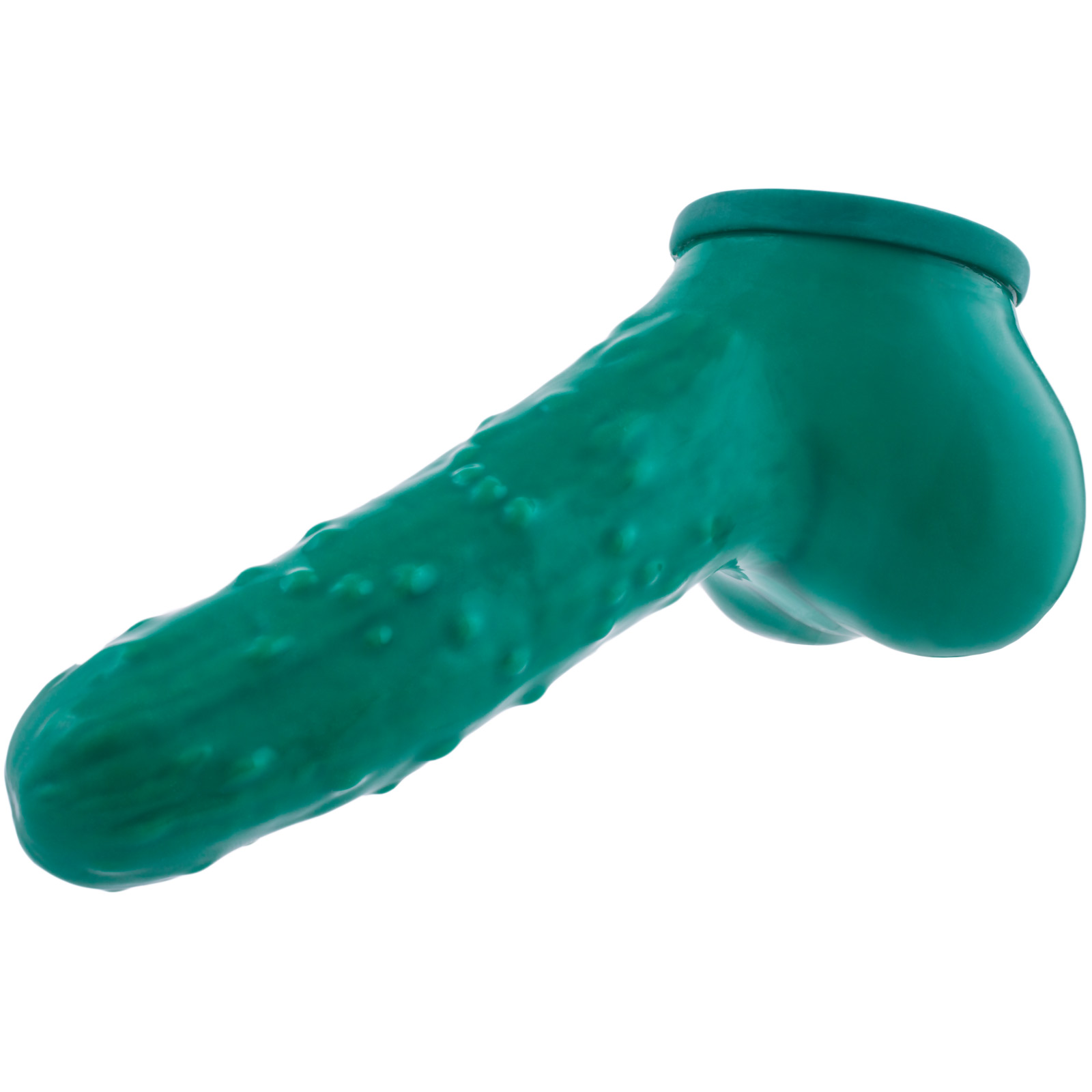 Toylie Latex Penis Sleeve «Cucumber» green, with molded scrotum