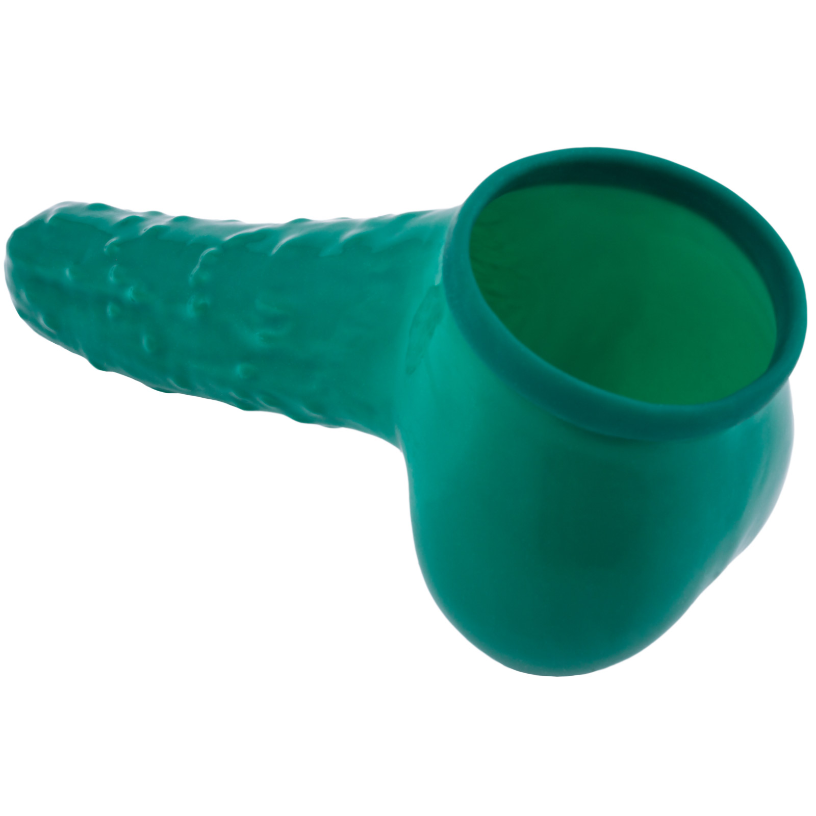 Toylie Latex Penis Sleeve «Cucumber» green, with molded scrotum