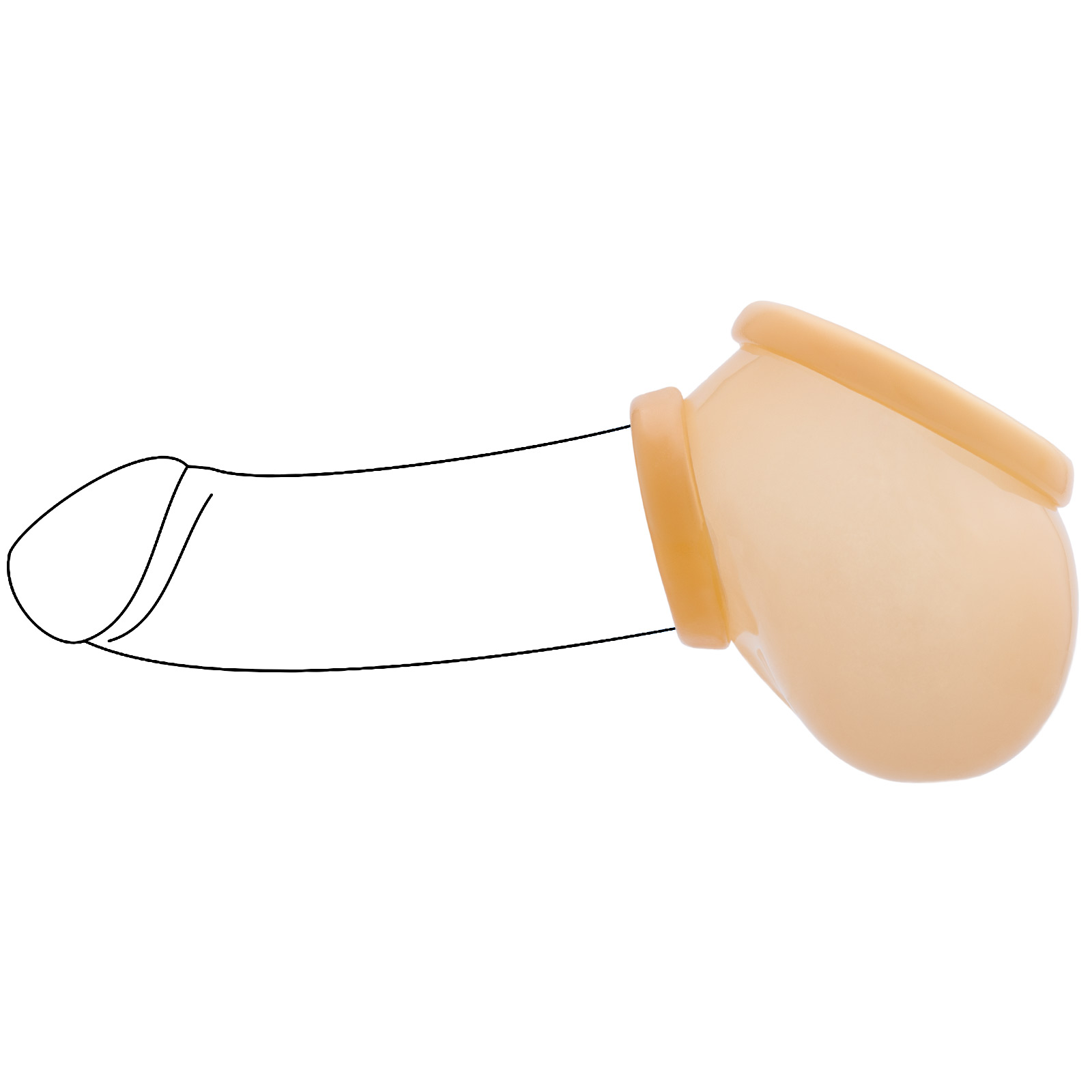 Toylie Latex Penis Sleeve «BEN» semi-transparent, without shaft, with penis ring and molded scrotum - suitable for vegans