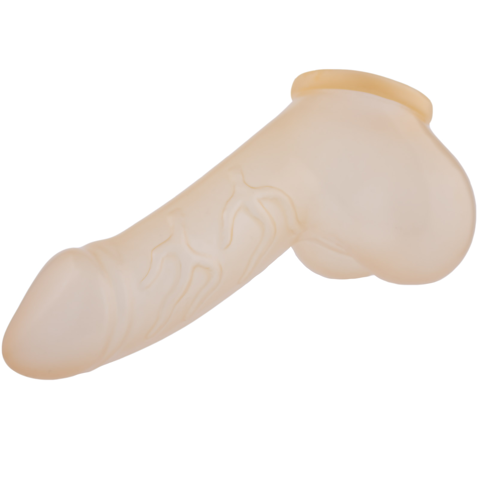 Toylie Latex Penis Sleeve «DANNY» semi-transparent, with strong veins and testicle divider - suitable for vegans