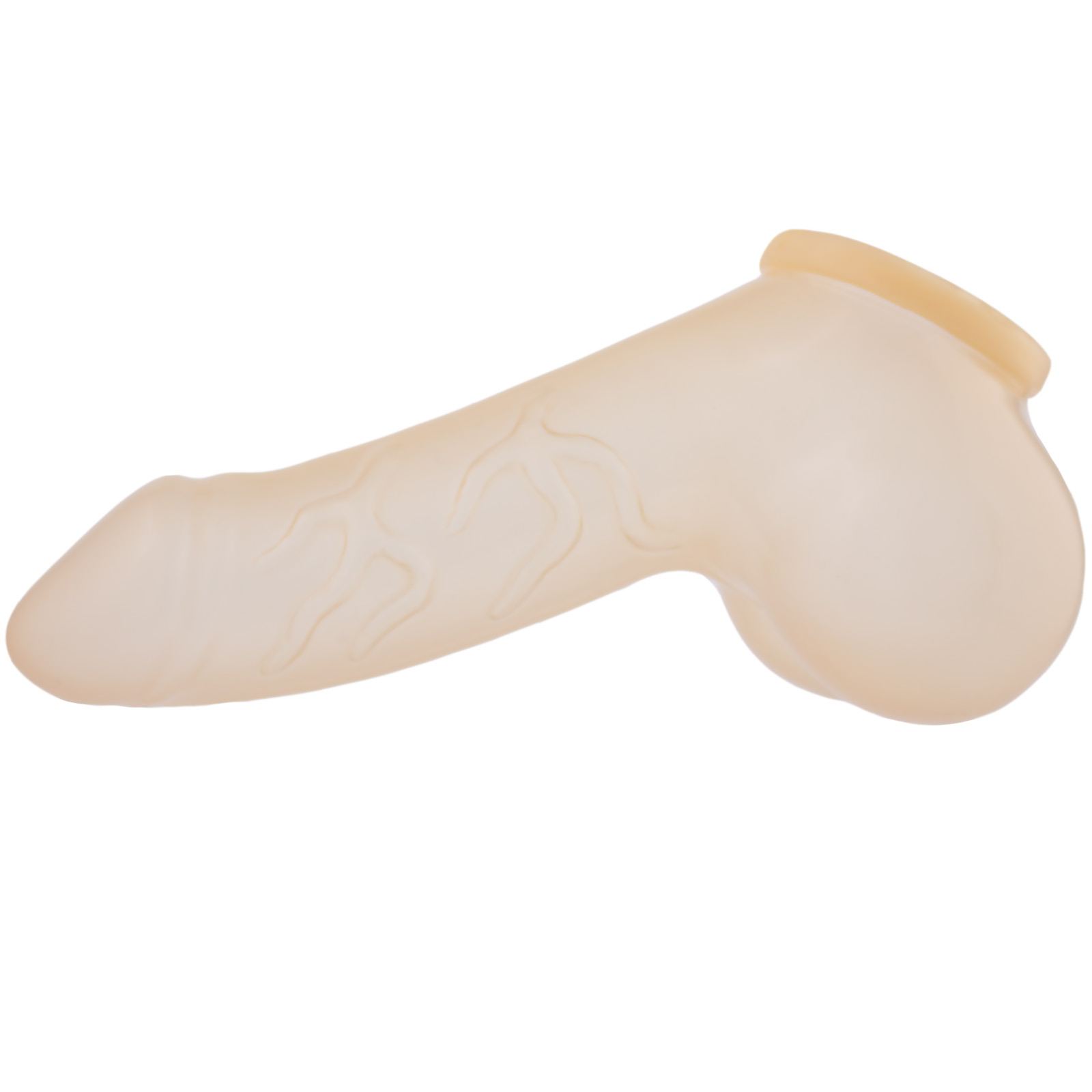 Toylie Latex Penis Sleeve «DANNY» semi-transparent, with strong veins and testicle divider - suitable for vegans