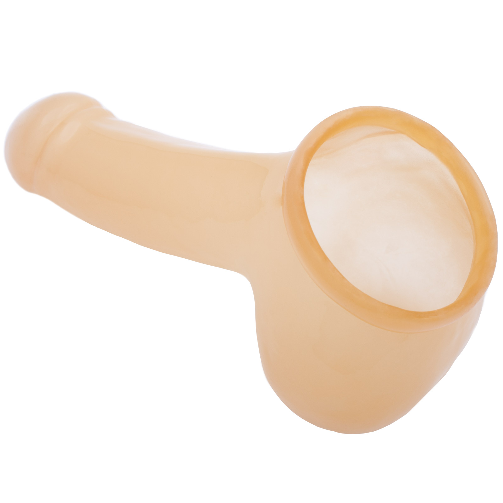 Toylie Latex Penis Sleeve «ADAM 5.5» semi-transparent, with molded glans and scrotum - suitable for vegans