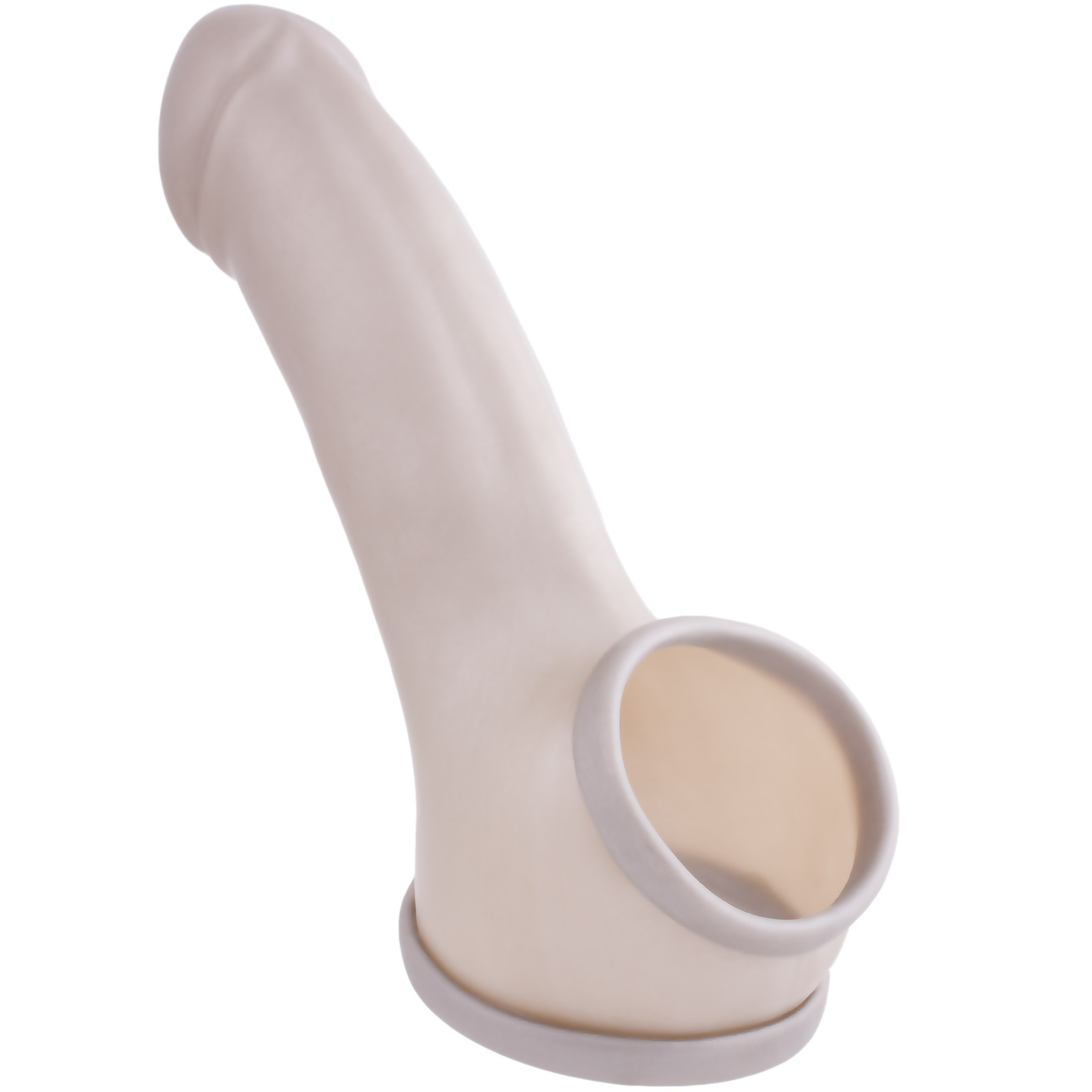 Toylie Latex Penis Sleeve «ERIK» silver, with molded glans and testicle ring