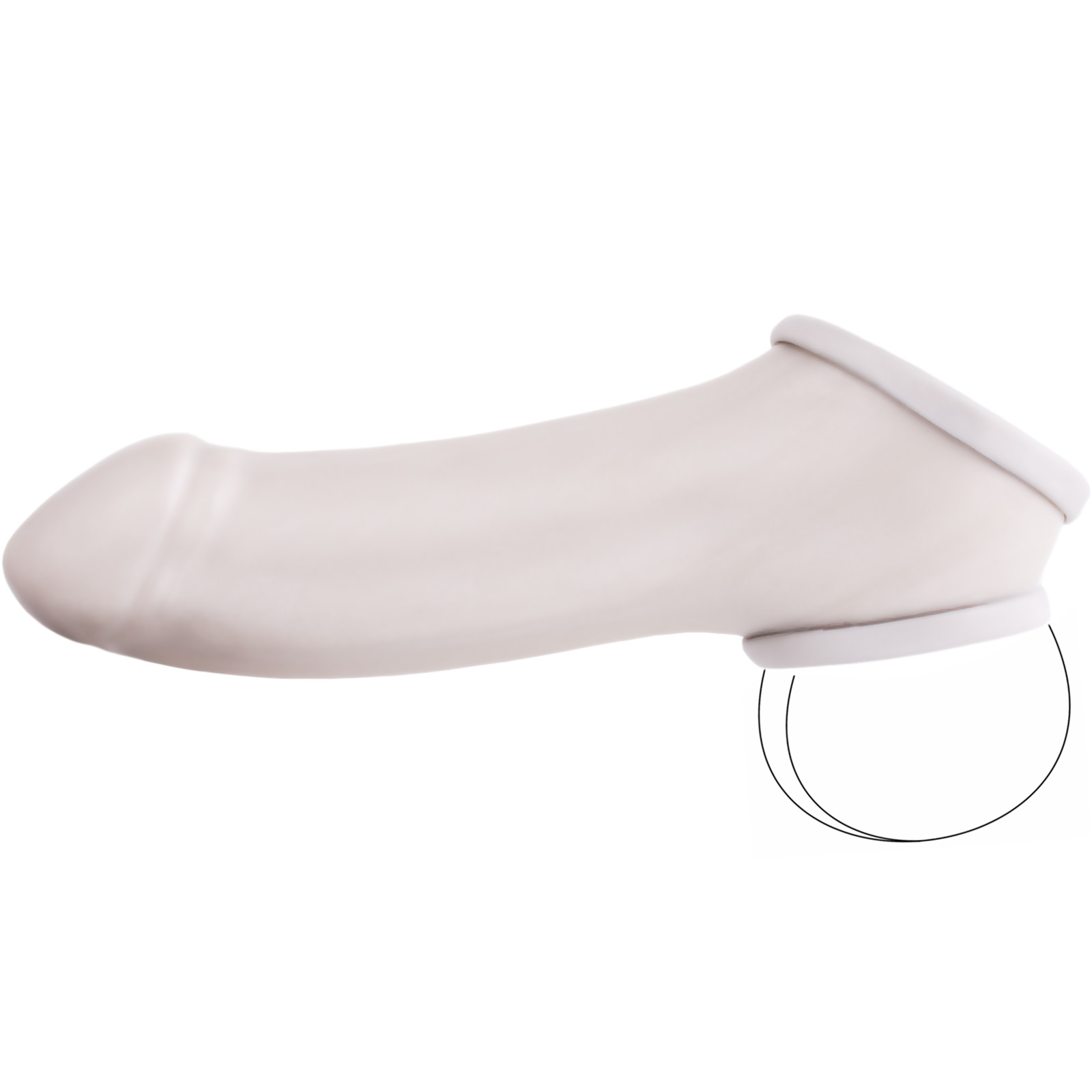 Toylie Latex Penis Sleeve «ERIK» silver, with molded glans and testicle ring