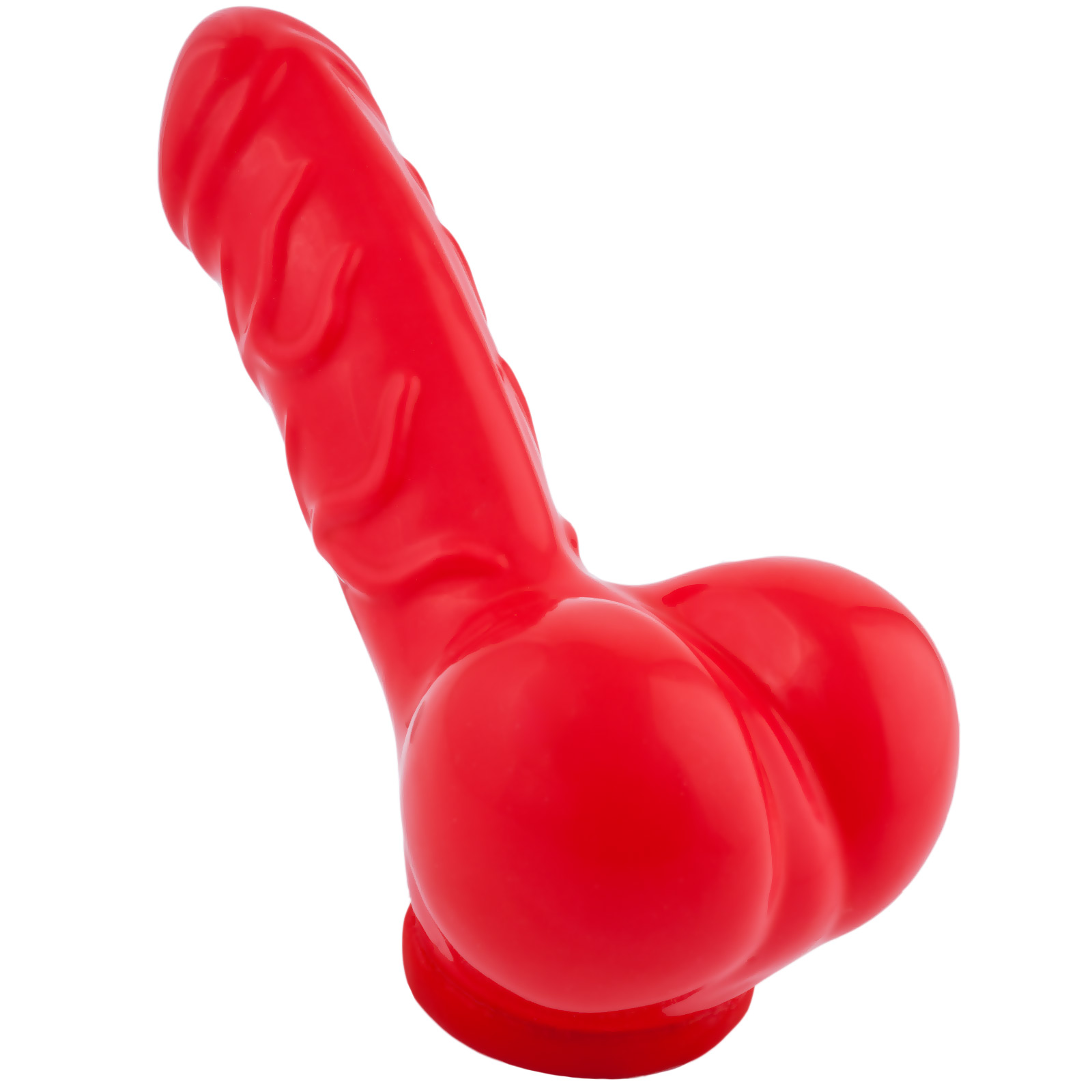 Toylie Latex Penis Sleeve «DANNY» red, with strong veins and testicle divider