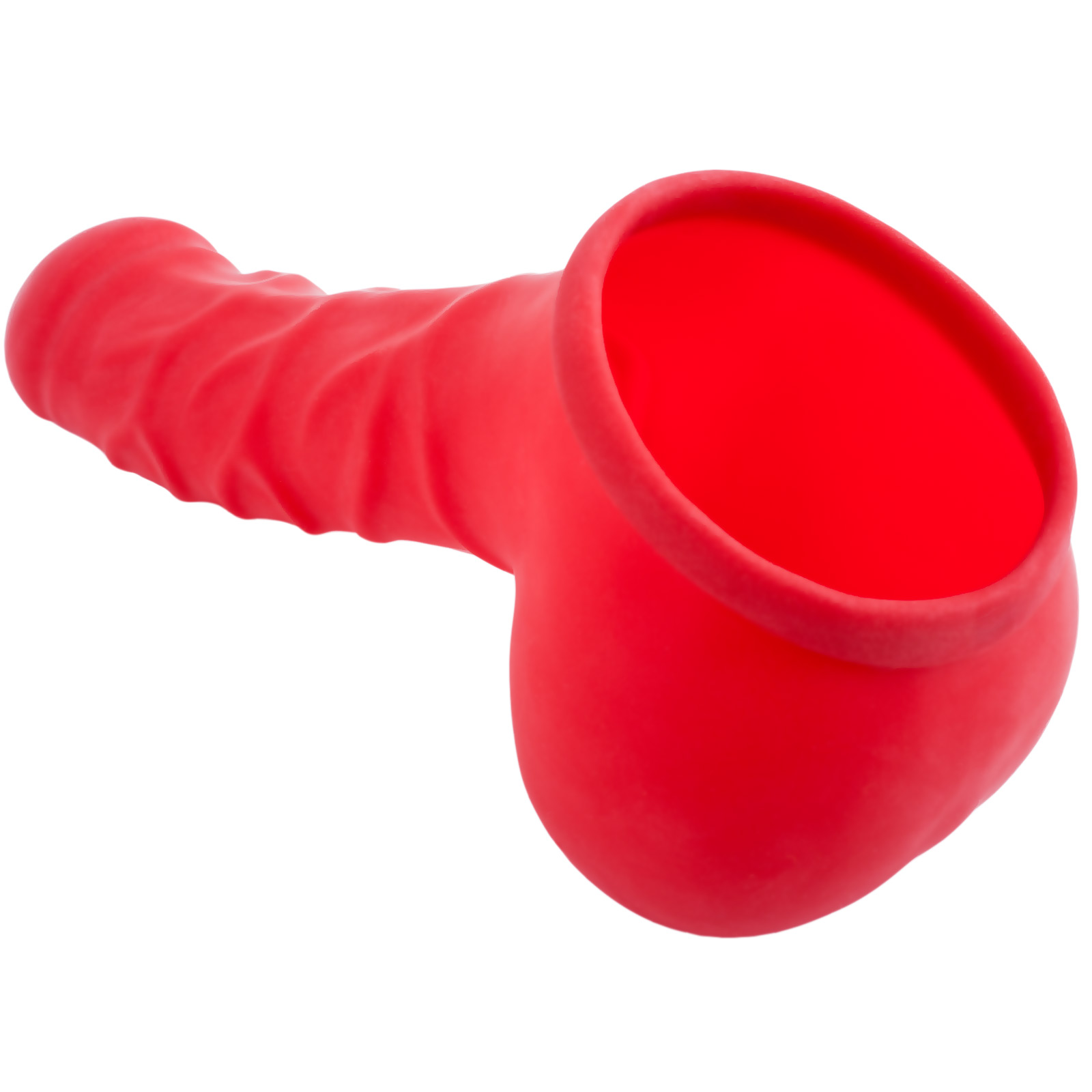 Toylie Latex Penis Sleeve «FRANZ» red, with strong veins and molded scrotum