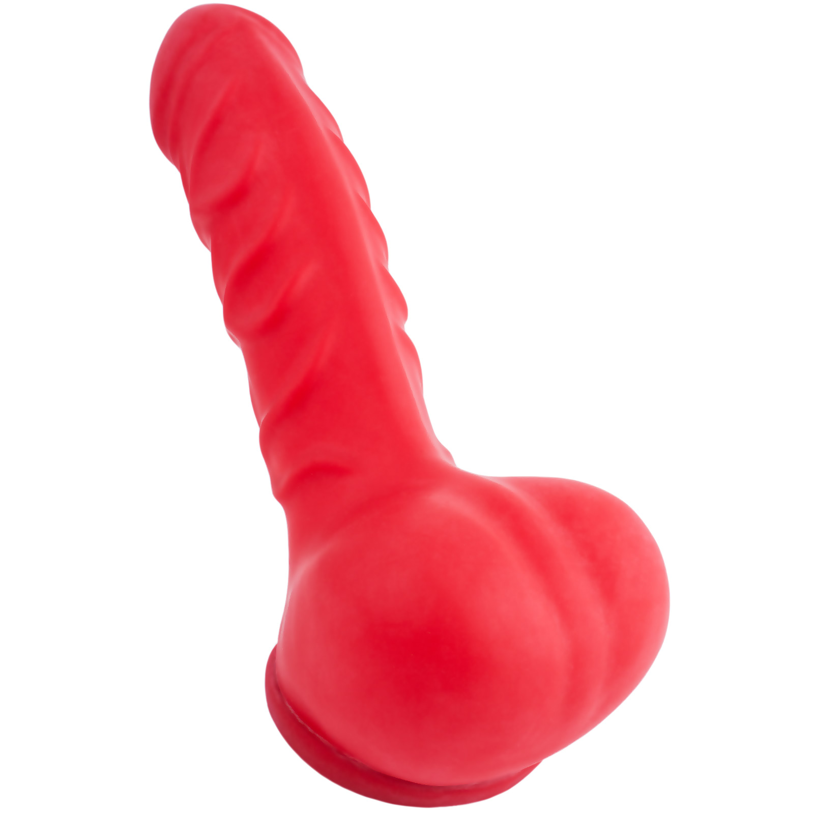 Toylie Latex Penis Sleeve «FRANZ» red, with strong veins and molded scrotum