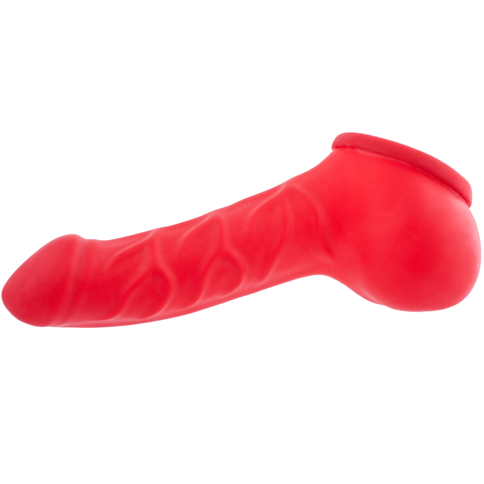 Toylie Latex Penis Sleeve «FRANZ» red, with strong veins and molded scrotum