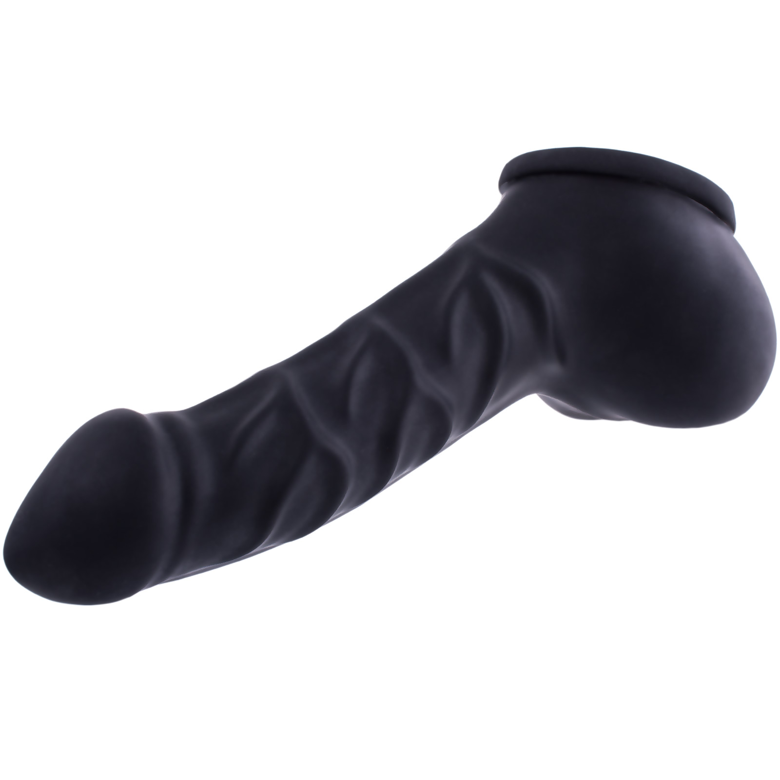 Toylie Latex Penis Sleeve «FRANZ» black, with strong veins and molded scrotum - suitable for vegans