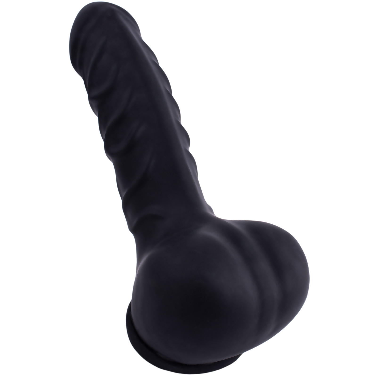 Toylie Latex Penis Sleeve «FRANZ» black, with strong veins and molded scrotum - suitable for vegans