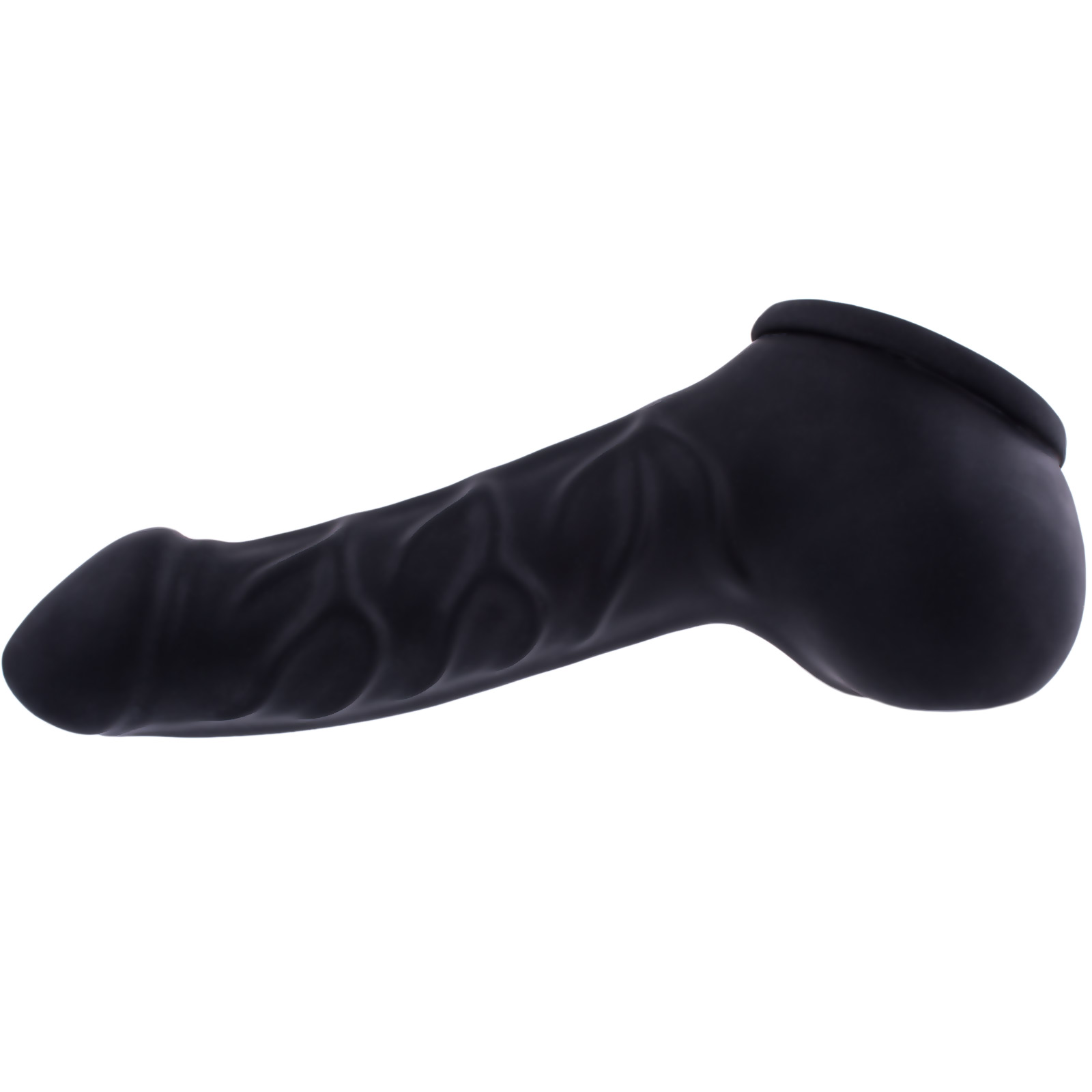 Toylie Latex Penis Sleeve «FRANZ» black, with strong veins and molded scrotum - suitable for vegans