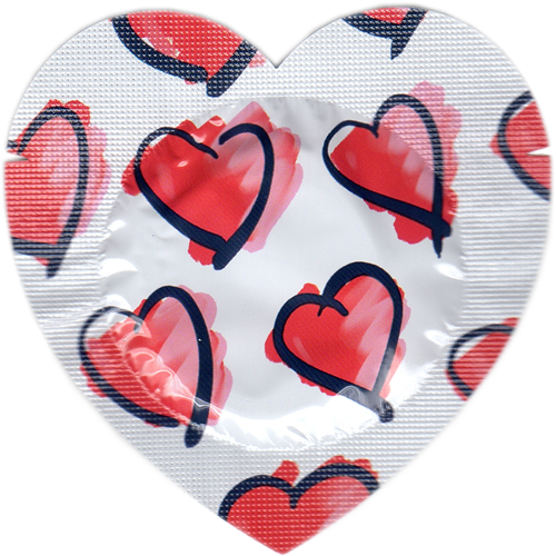 Pasante «Hearts» 144 romantic condoms for lovers, in heart-shaped foils