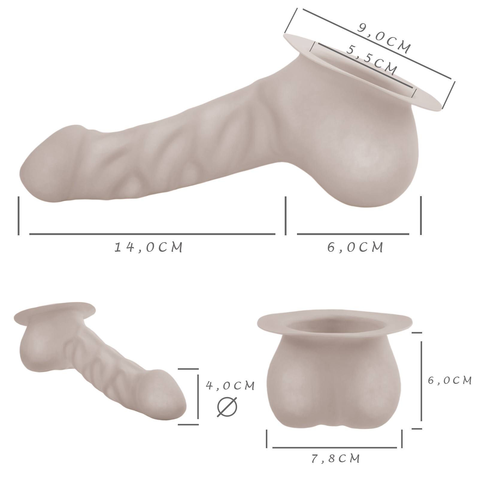 Toylie Latex-Penishülle «FRANZ» semi-transparent, mit Basis-Platte zum Ankleben an Latexkleidung