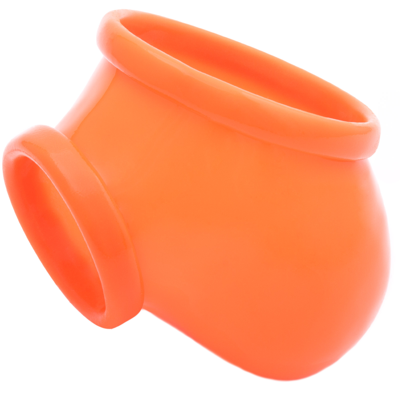 Toylie Latex-Penishülle «BEN» neon-orange, ohne Schaft, mit ausgeformten Hodensack und Penisring