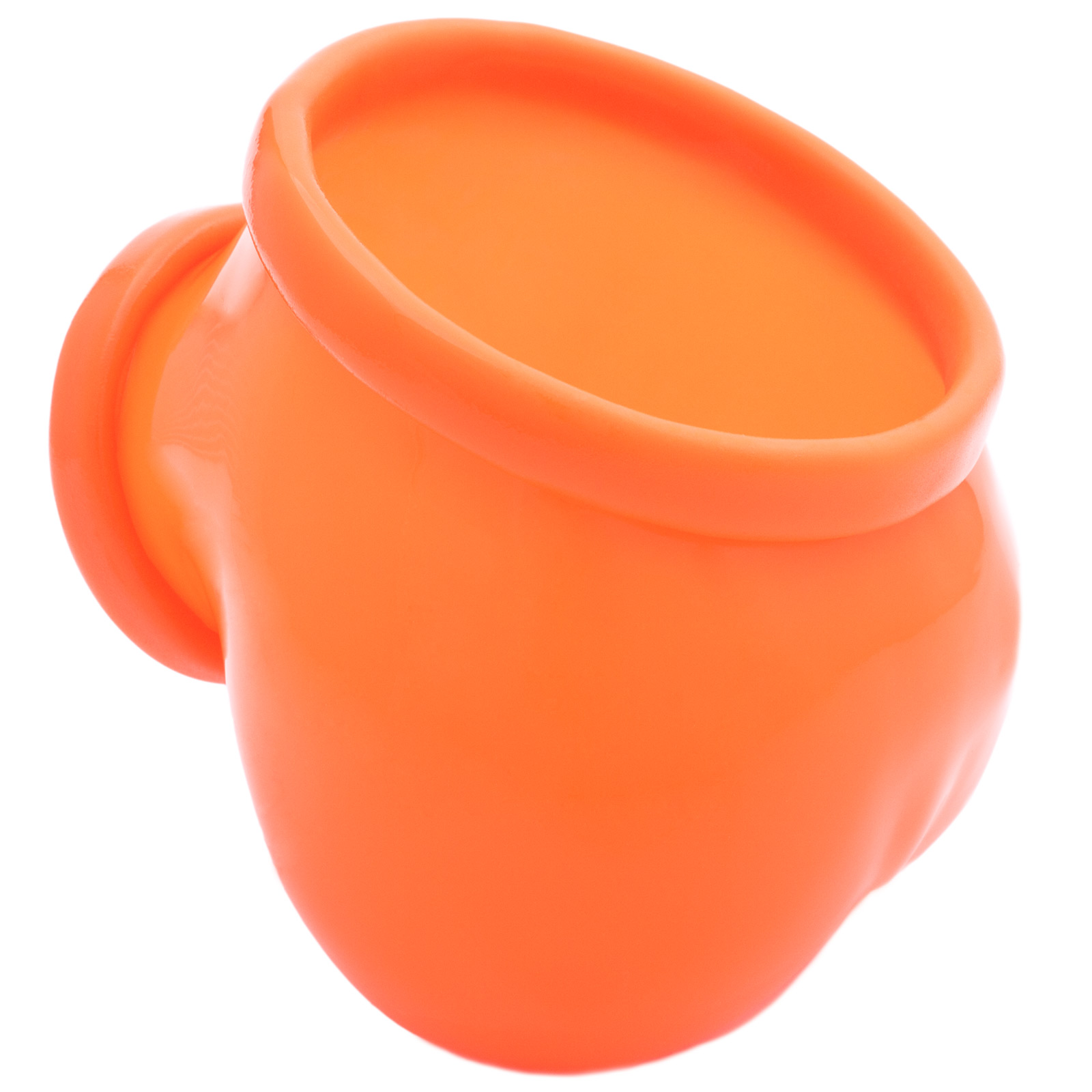 Toylie Latex Penis Sleeve «BEN» neon orange (glow effect), without shaft, with penis ring and molded scrotum