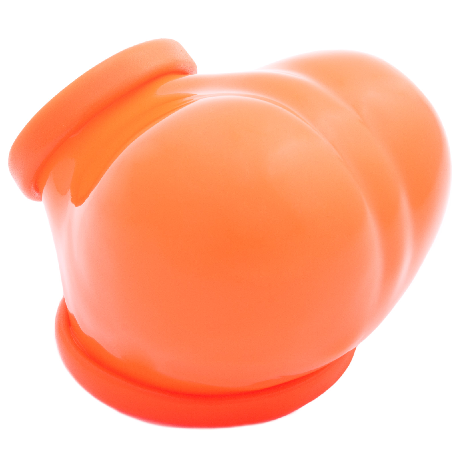 Toylie Latex Penis Sleeve «BEN» neon orange (glow effect), without shaft, with penis ring and molded scrotum