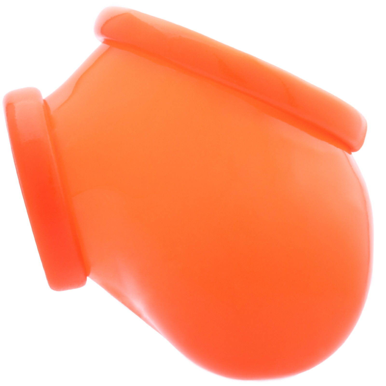 Toylie Latex-Penishülle «BEN» neon-orange, ohne Schaft, mit ausgeformten Hodensack und Penisring