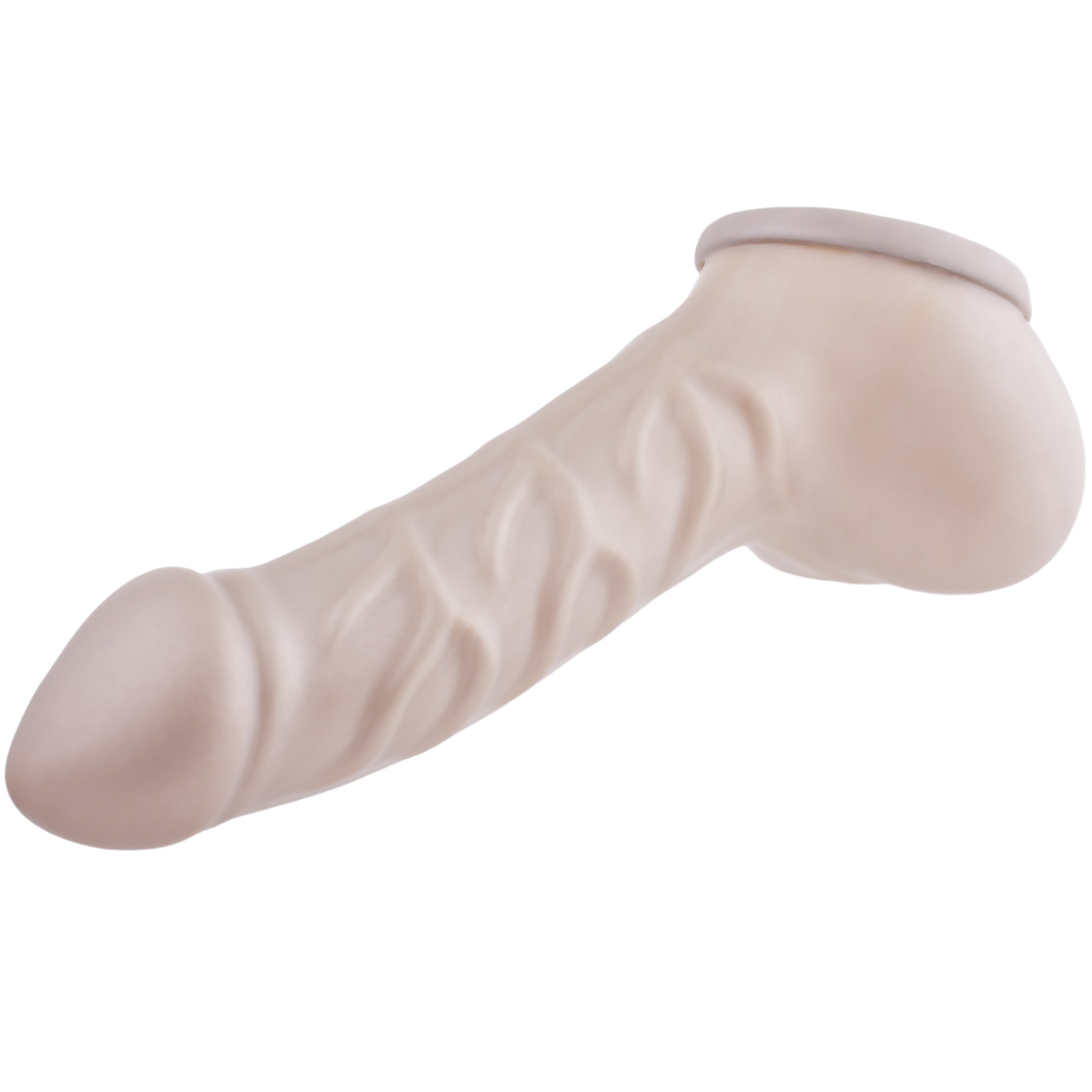 Toylie Latex Penis Sleeve «FRANZ» silver, with strong veins and molded scrotum