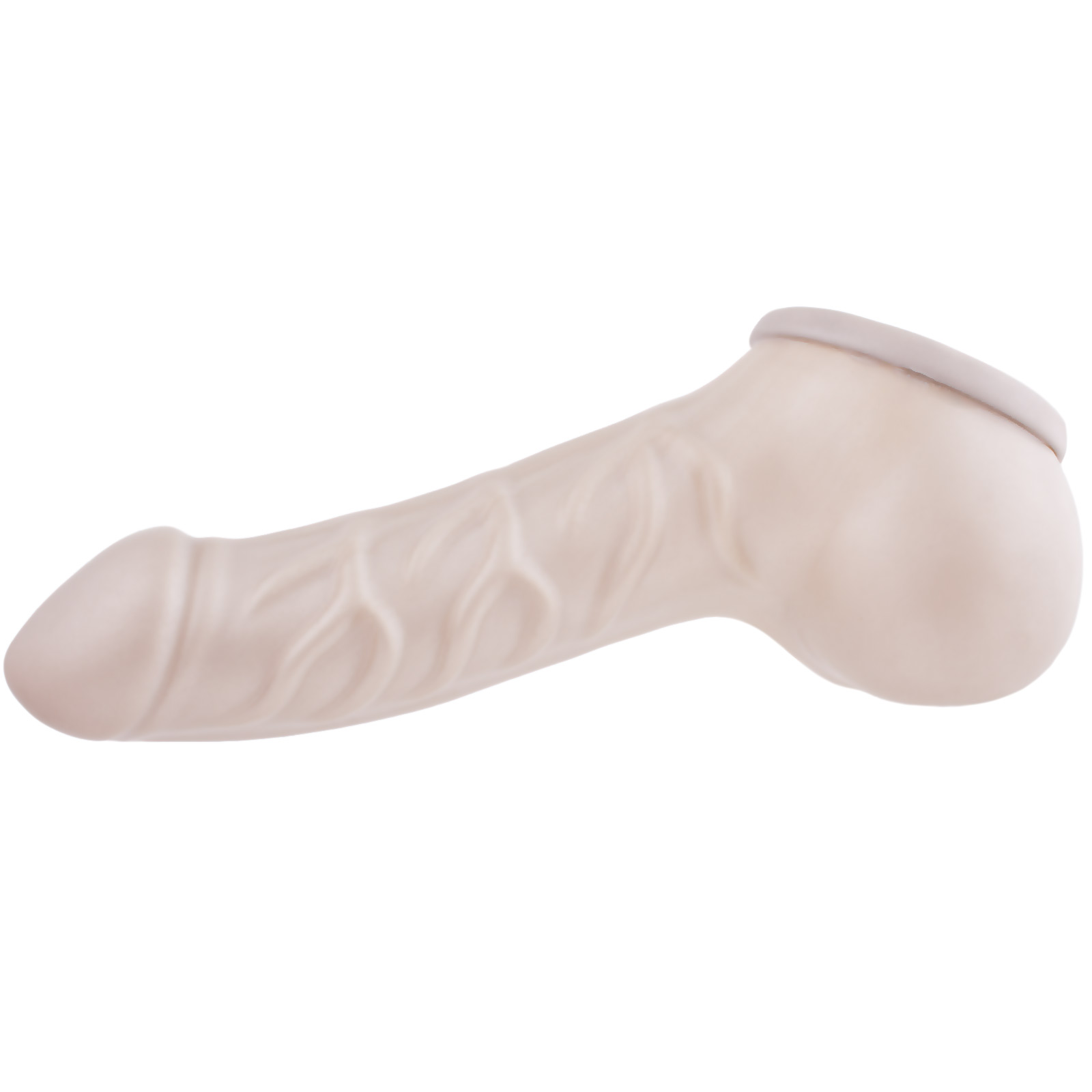 Toylie Latex Penis Sleeve «FRANZ» silver, with strong veins and molded scrotum