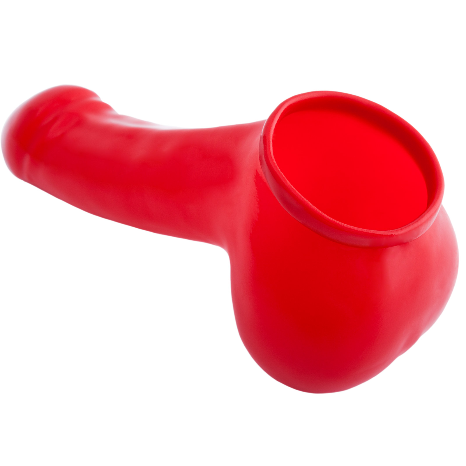 Toylie Latex Penis Sleeve «ADAM 4.5» red, with molded glans and scrotum