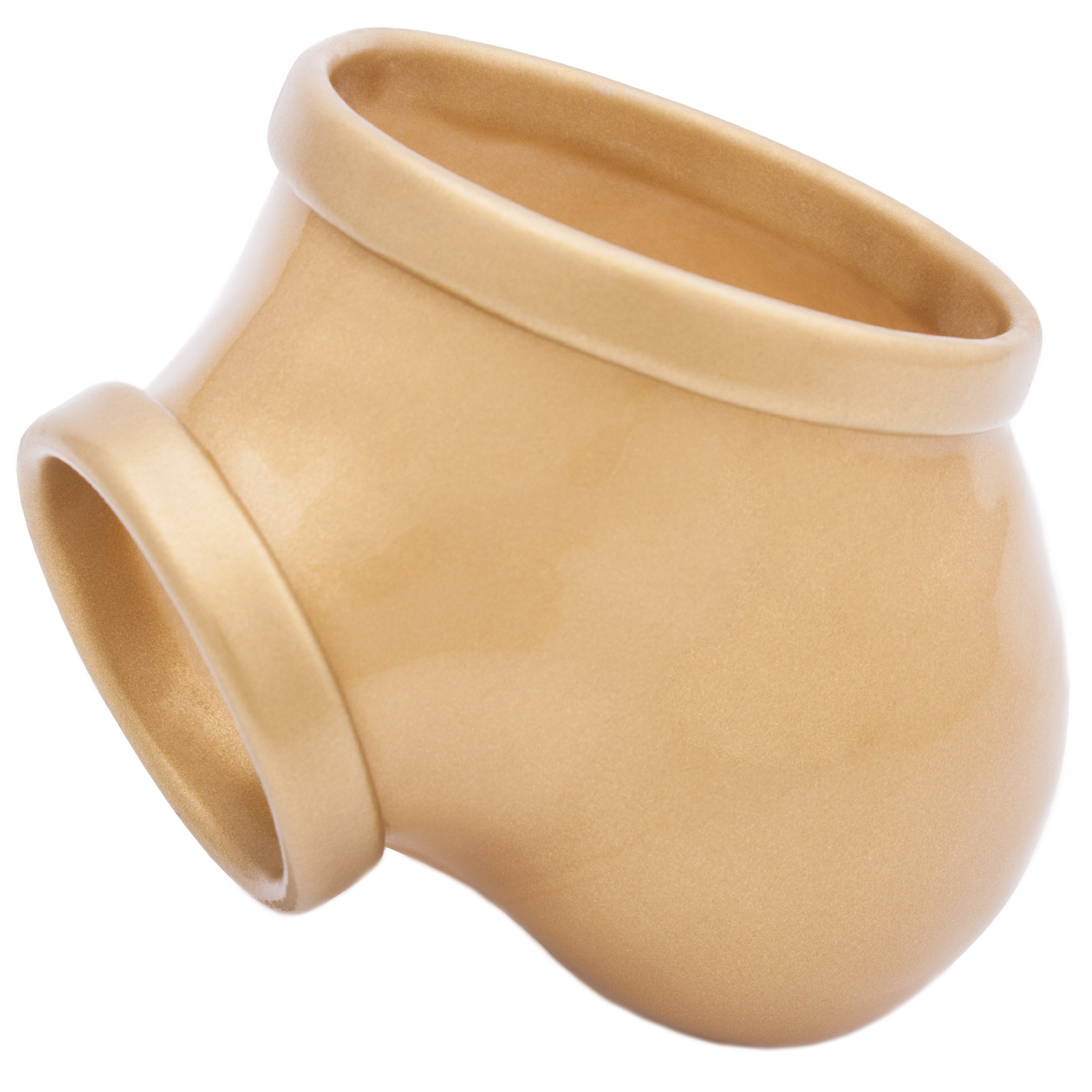 Toylie Latex Penis Sleeve «BEN» golden, without shaft, with penis ring and molded scrotum