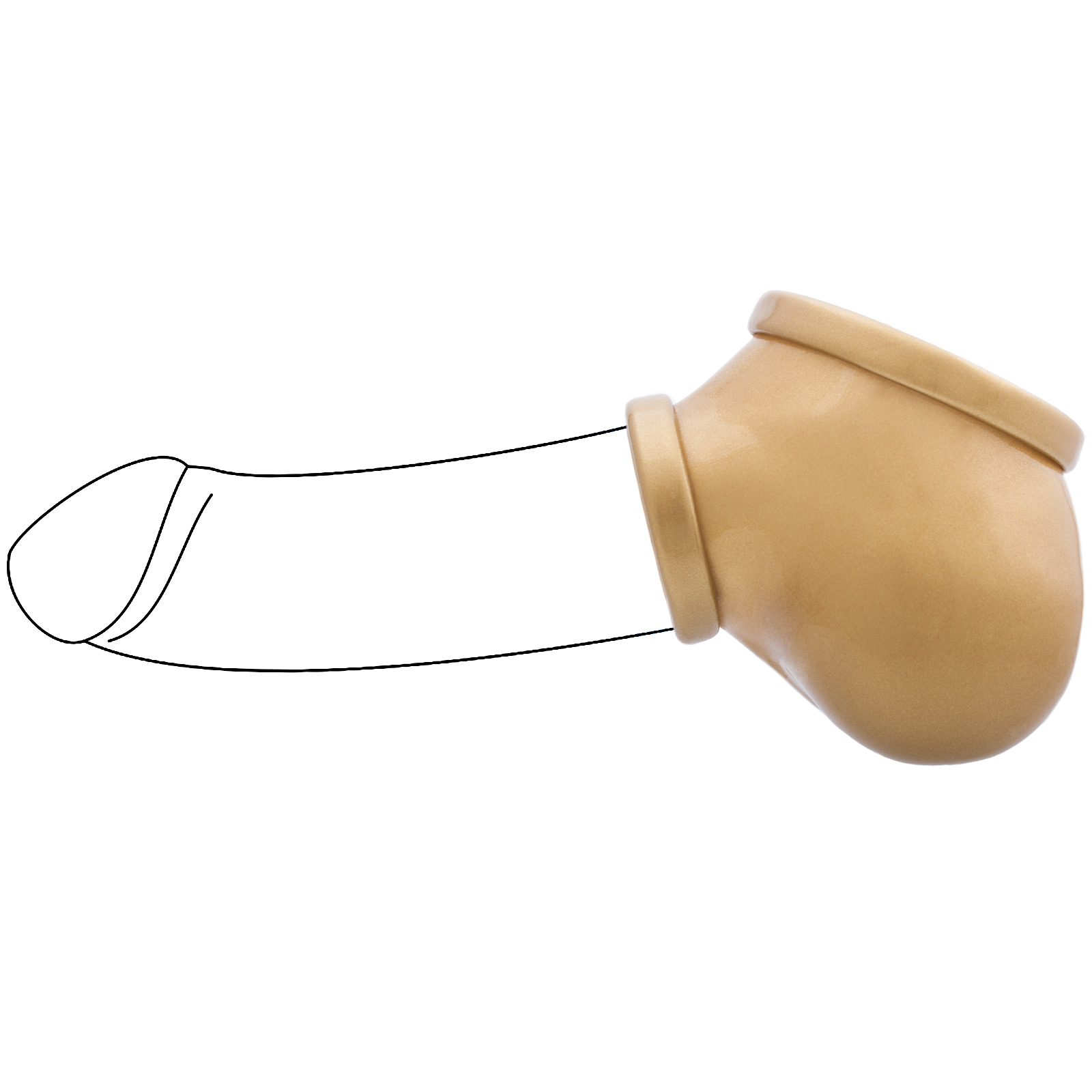 Toylie Latex Penis Sleeve «BEN» golden, without shaft, with penis ring and molded scrotum
