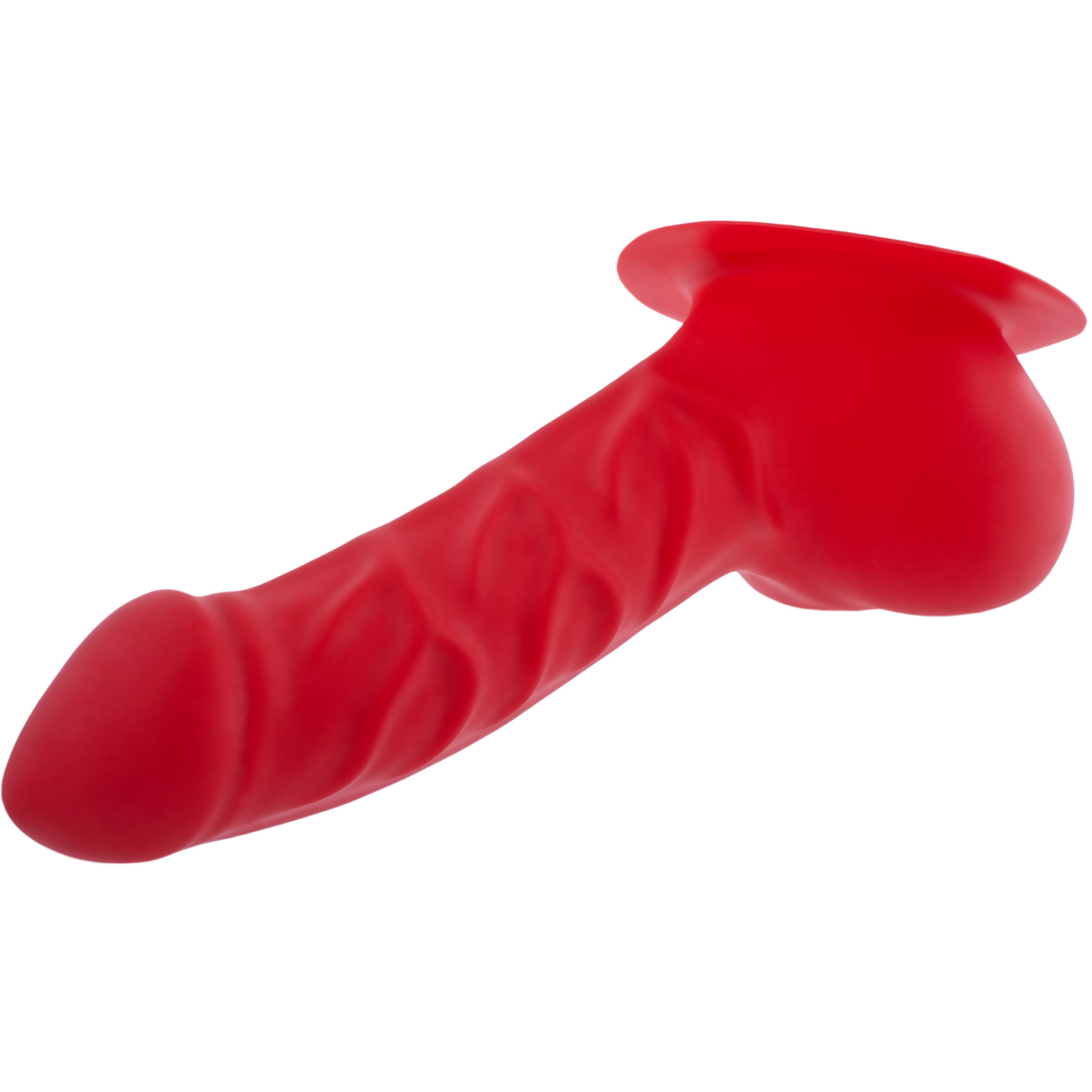 Toylie Latex Penis Sleeve «FRANZ» red, with base plate for sticking to latex clothing