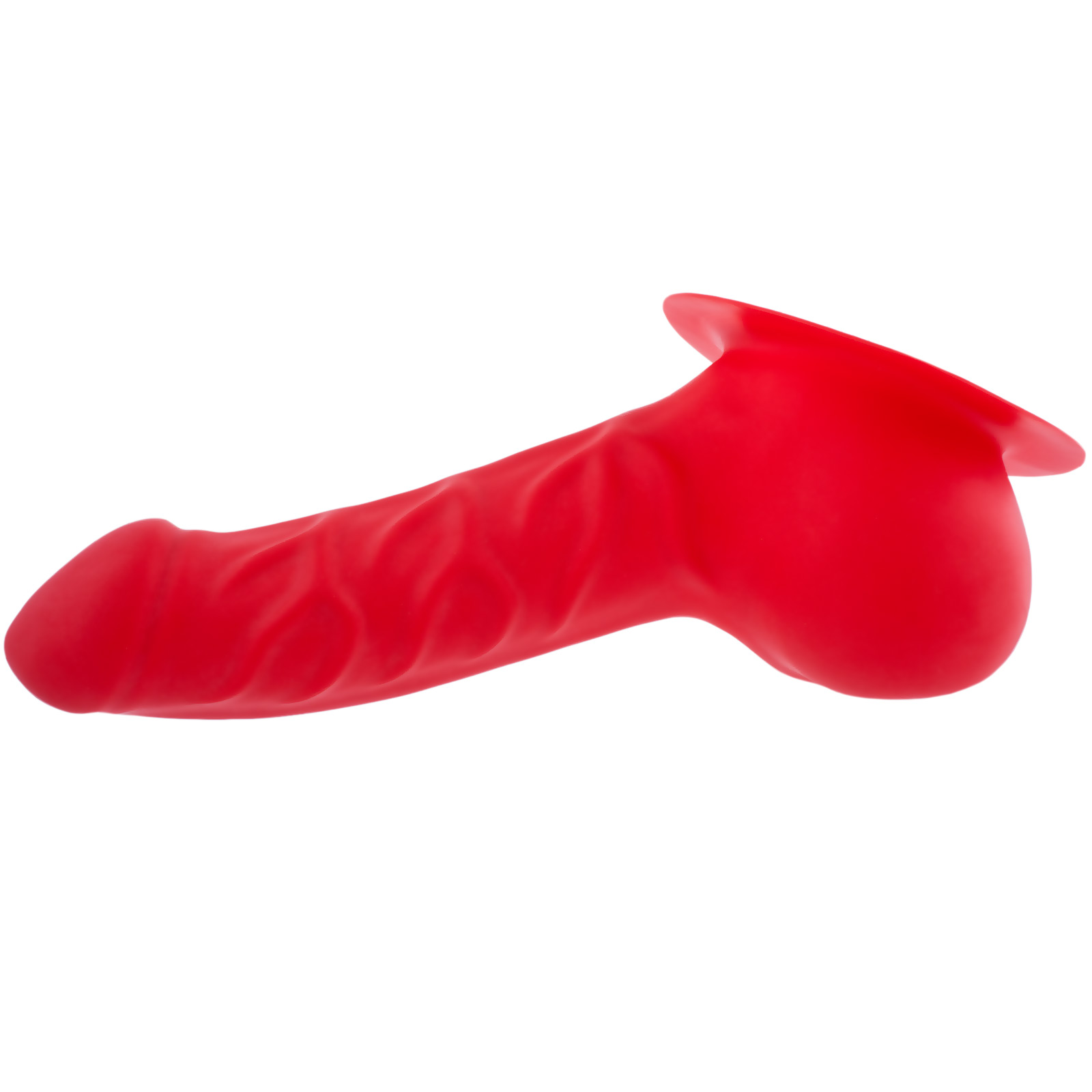 Toylie Latex Penis Sleeve «FRANZ» red, with base plate for sticking to latex clothing
