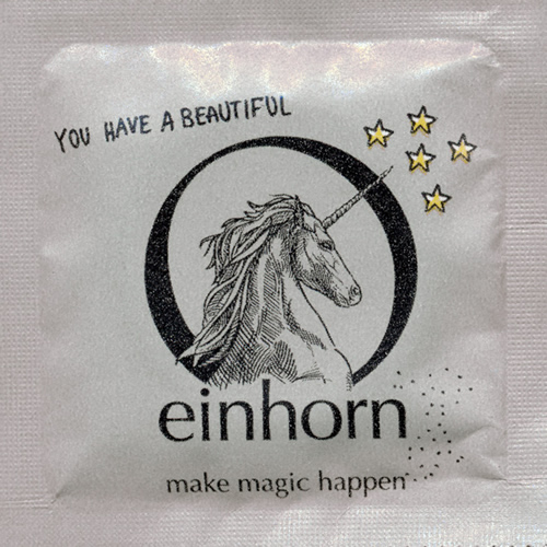 Einhorn Condoms: 7 vegane Kondome in der Chipstüte, Motiv «Muschigegenstände»