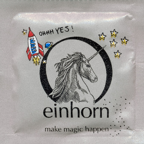 Einhorn Condoms: 7 vegane Kondome in der Chipstüte, Motiv «Muschigegenstände»
