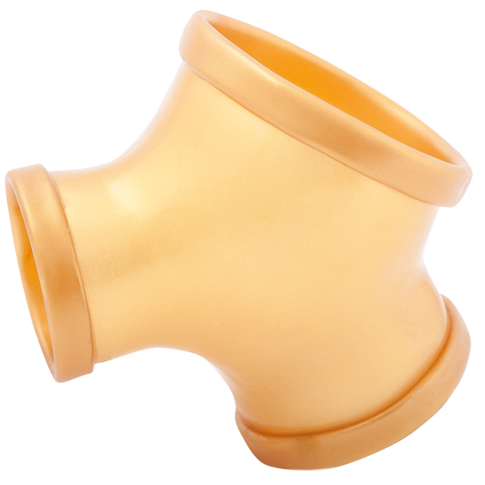 Toylie Latex Penis Sleeve «GIL» golden, without shaft, with penis and testicle ring