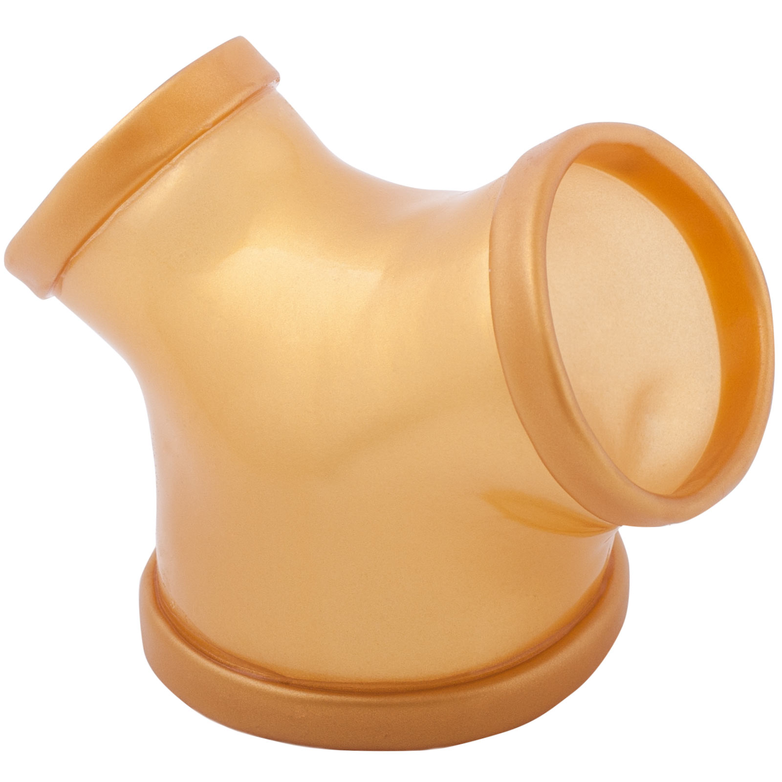 Toylie Latex Penis Sleeve «GIL» golden, without shaft, with penis and testicle ring