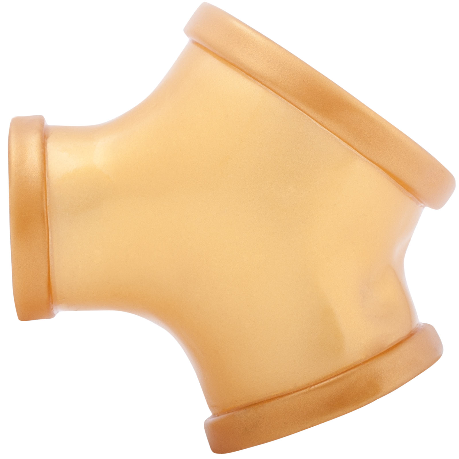 Toylie Latex Penis Sleeve «GIL» golden, without shaft, with penis and testicle ring